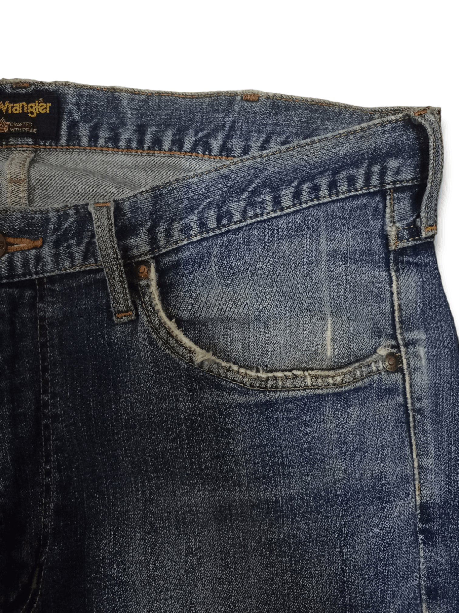 Wrangler SALES 🔥 Vintage Wrangler Blue Wash Distressed Denim Jeans Size US 35 - 5 Thumbnail