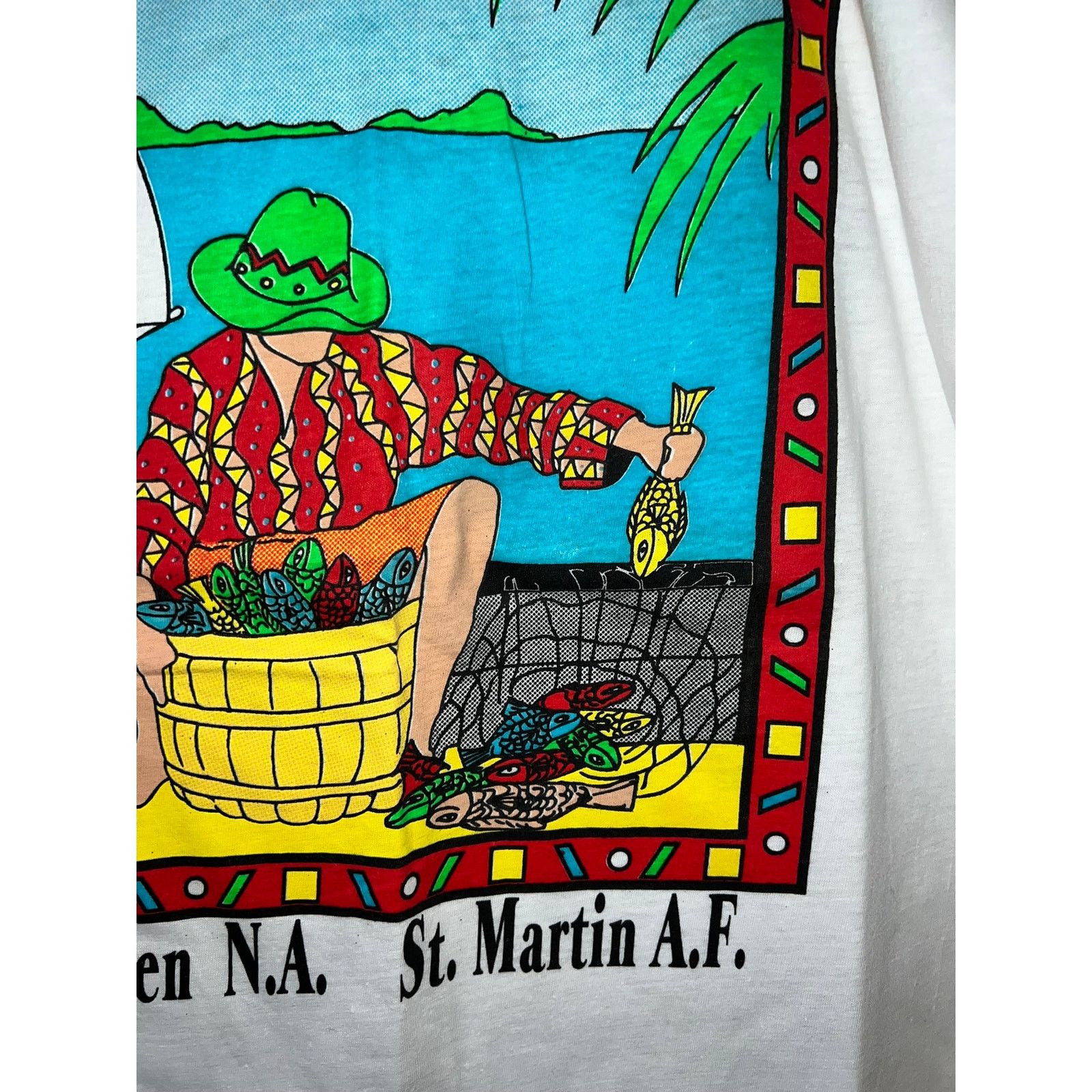 Vintage Vintage Fishing Shirt St. Maarten martin Fisherman Fish Art Size US XL / EU 56 / 4 - 2 Thumbnail