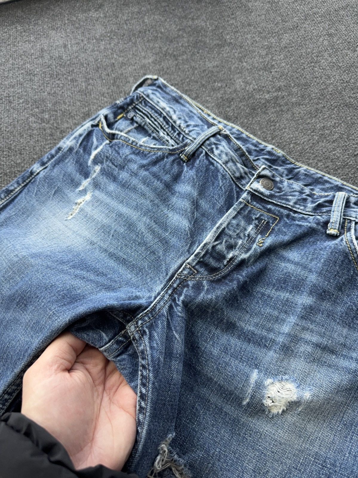 Japan Rags 🔥 Japan Rags Vintage 00s Y2K Distressed Blue Denim Jeans Size US 33 - 8 Thumbnail