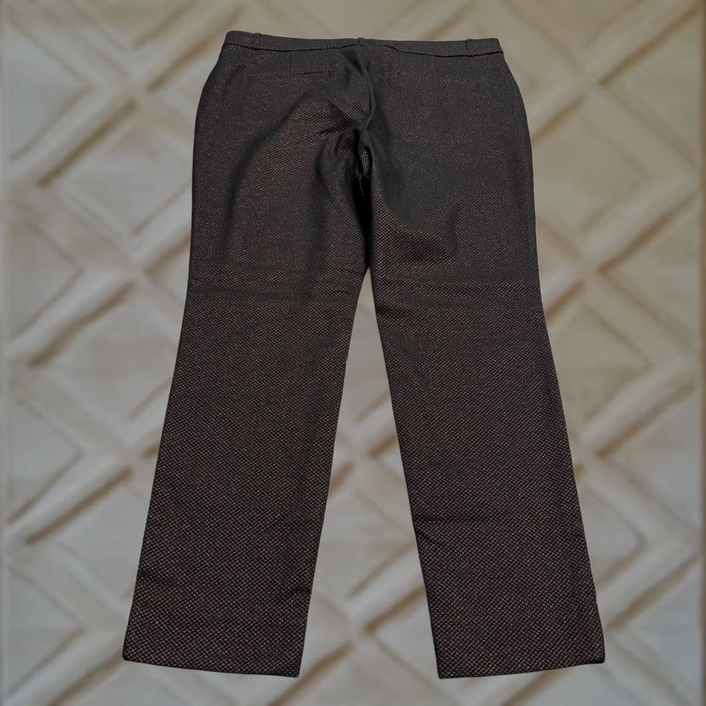 Banana Republic Banana Republic Sloan Slim Ankle Dress Pants Womens 14 Brown Textured Cotton Blend Flat Front Zip Hook & Eye N/A 10s? Size 36" / US 14 / IT 50 - 1 Thumbnail