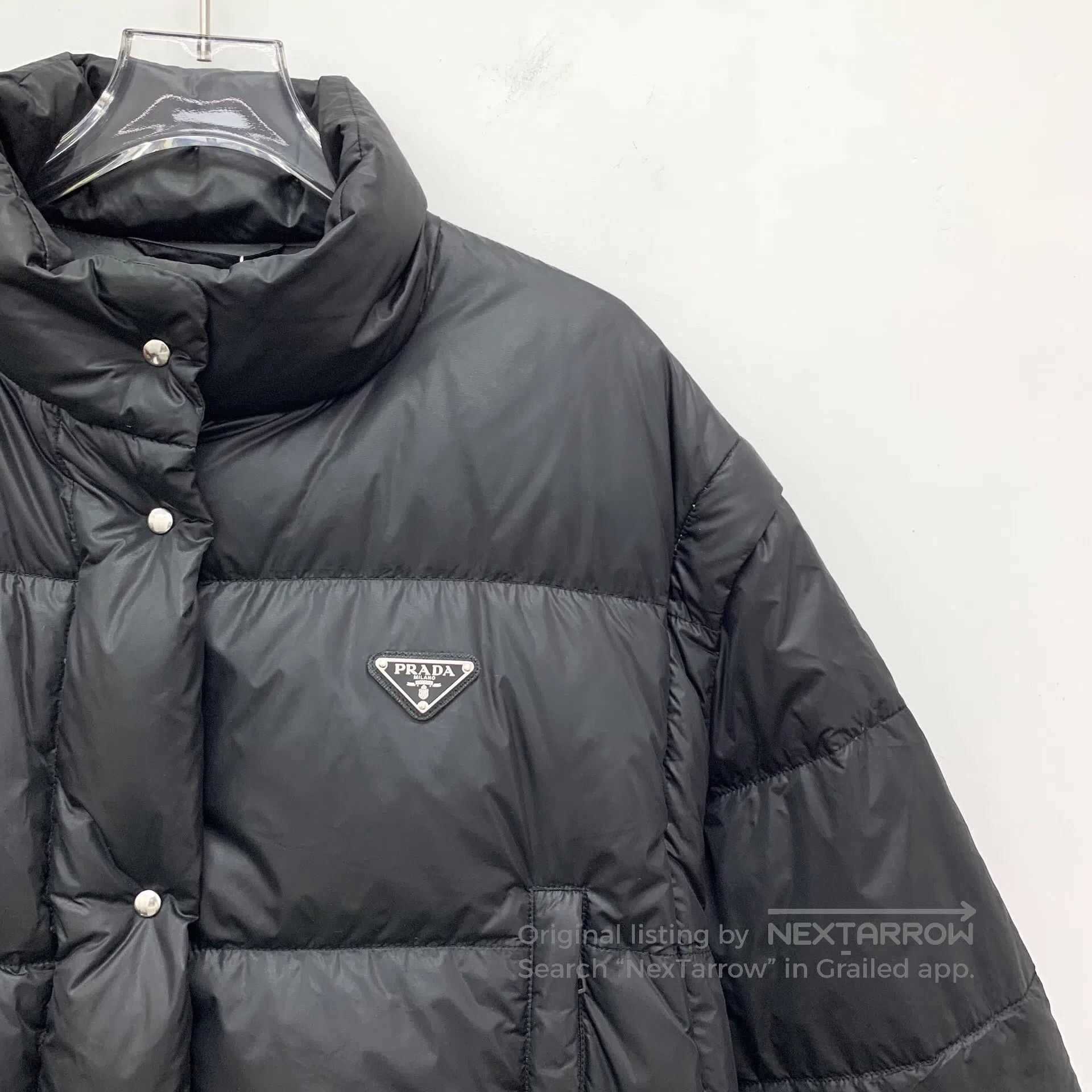 Prada Prada Black triangle label stand collar single-breasted lo Size XS / US 0-2 / IT 36-38 - 3 Thumbnail