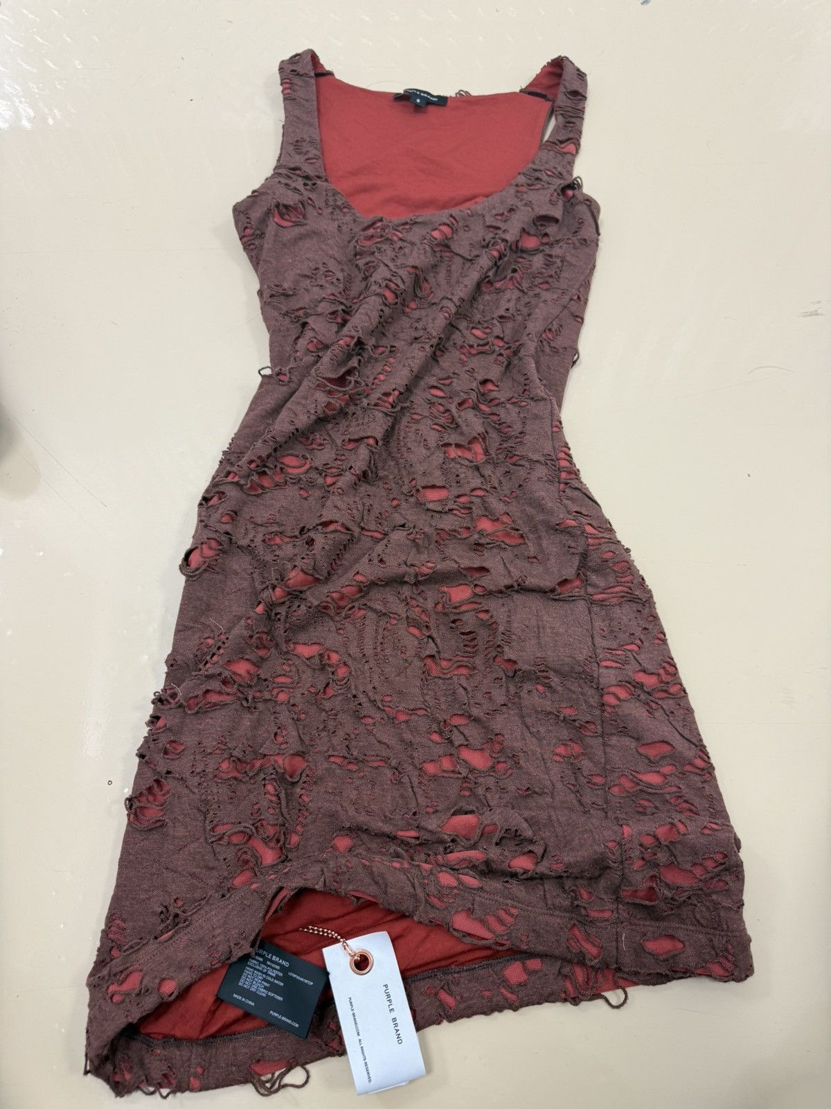 Other Purple Brand Ripped Jersey Dress Red Size S / US 4 / IT 40 - 1 Thumbnail