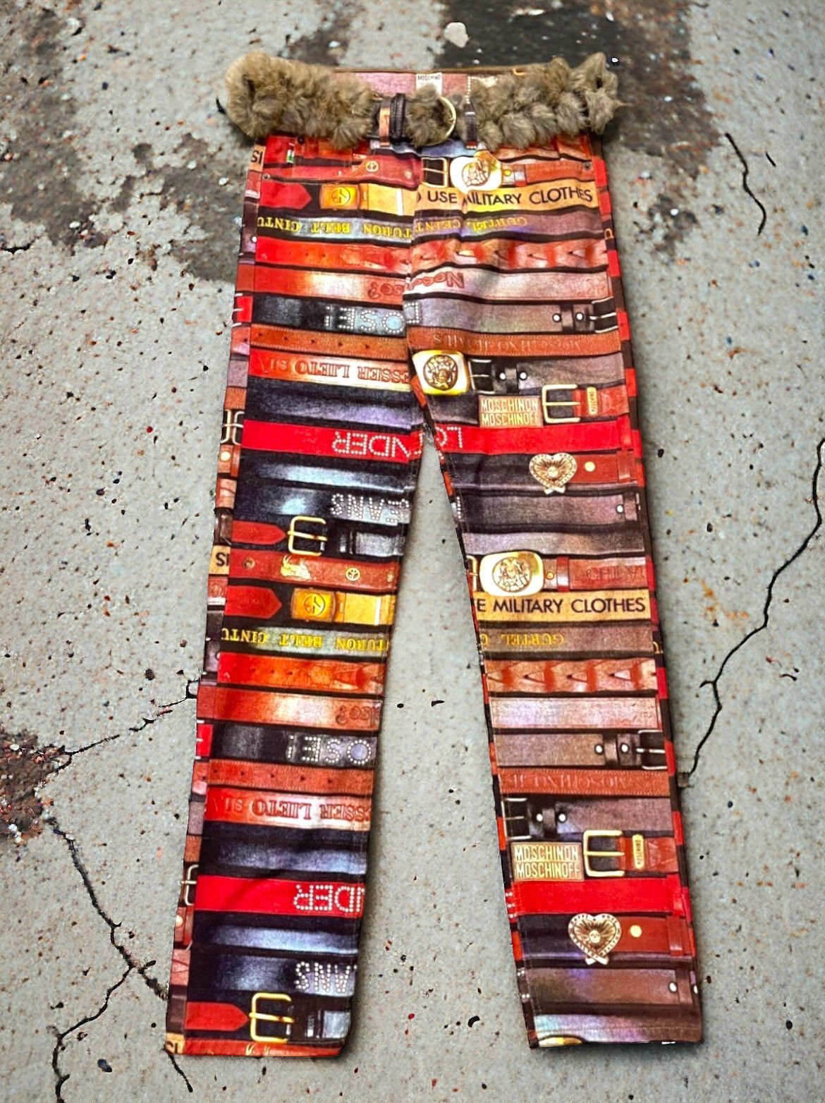 Designer × Moschino × Vintage Moschino Belt All Over Print Denim With Leather Racoon Belt Size US 32 / EU 48 - 1 Thumbnail
