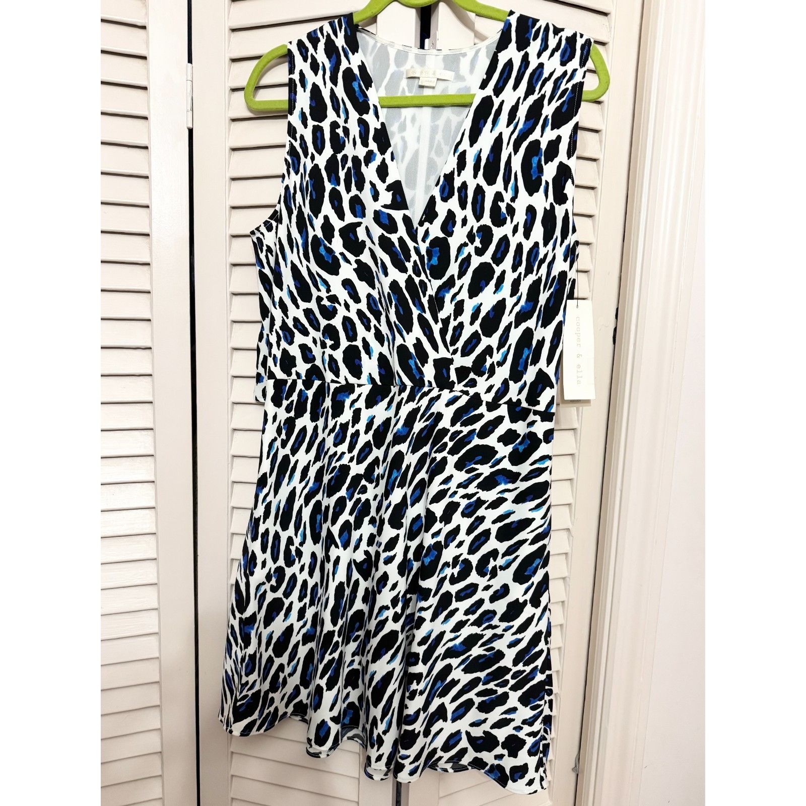 Other NWT Cooper & Ella Blue Leopard Cheetah Animal Print Dress L Size L / US 10 / IT 46 - 4 Thumbnail