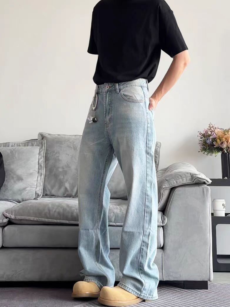 Japanese Brand × Vintage Washed Blue Relaxed Wide Leg Hip Hop Jeans Size US 28 / EU 44 - 4 Thumbnail