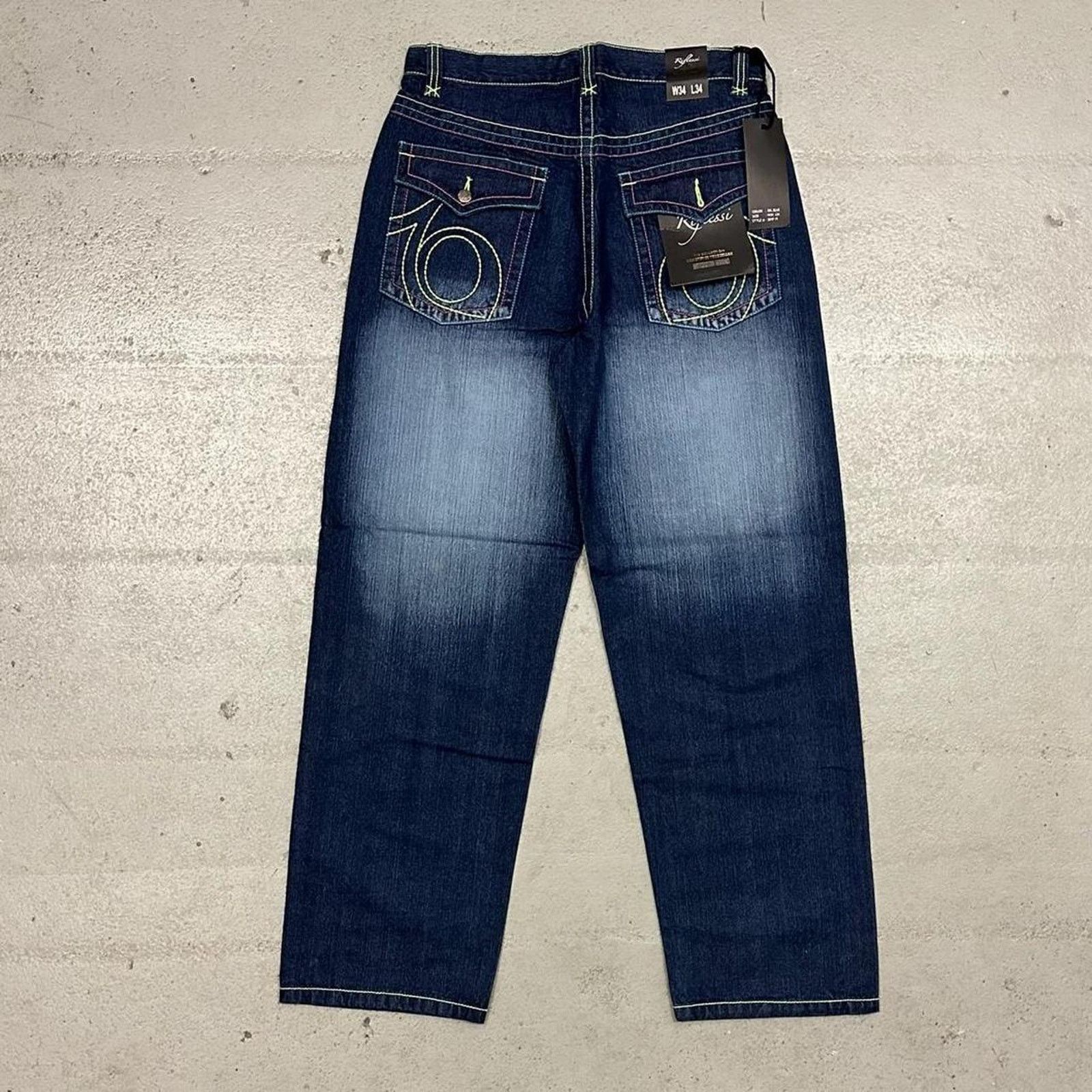 Vintage Vintage baggy y2k riflessi faded blue skater unique denim Size US 34 / EU 50 - 1 Thumbnail