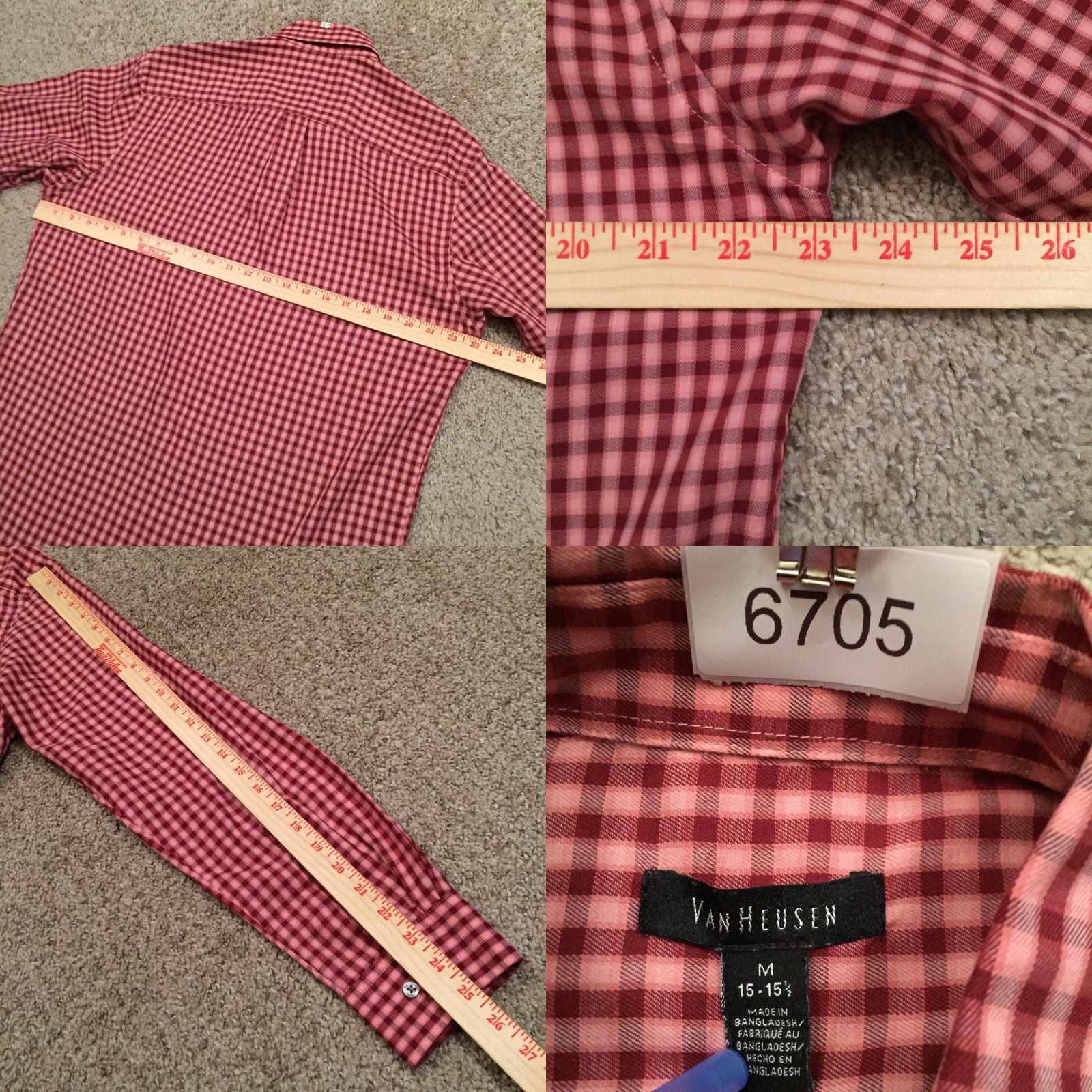 Van Heusen Van Heusen Shirt Mens M Red Plaid Long Sleeve Button Up Shirt Size US M / EU 48-50 / 2 - 8 Thumbnail