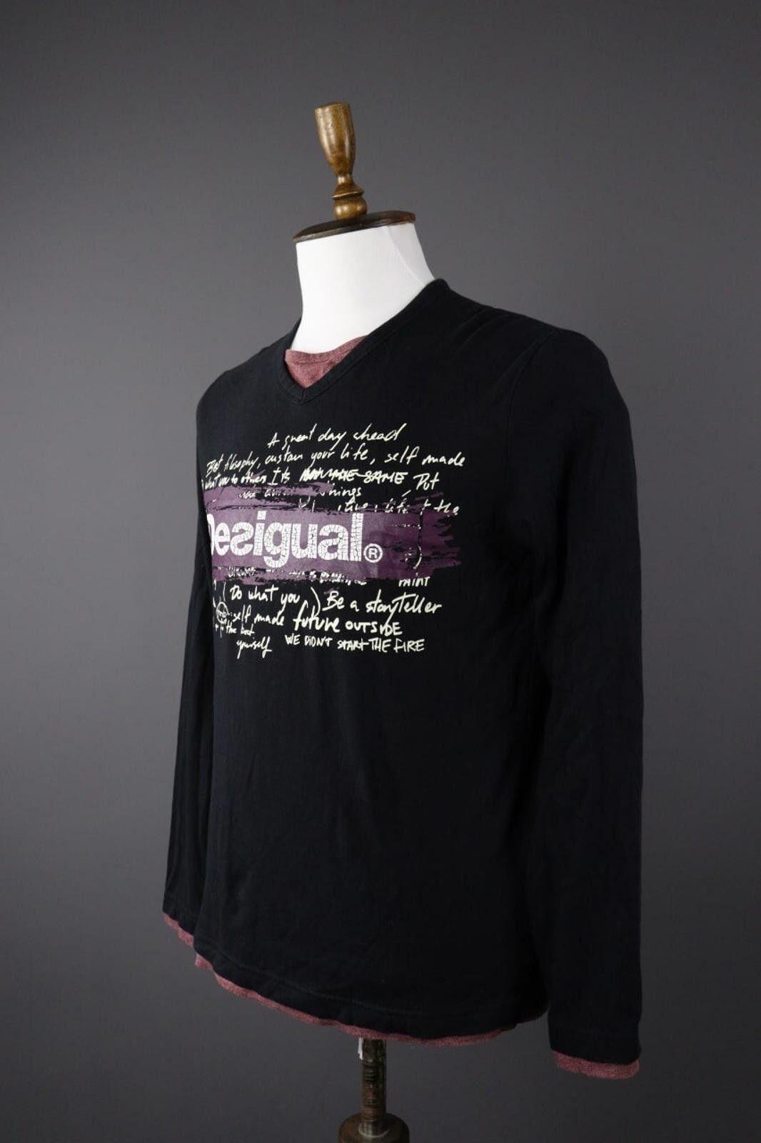 Desigual Desigual Black Big Logo Long Sleeve Top Shirt Size M Size US M / EU 48-50 / 2 - 4 Thumbnail
