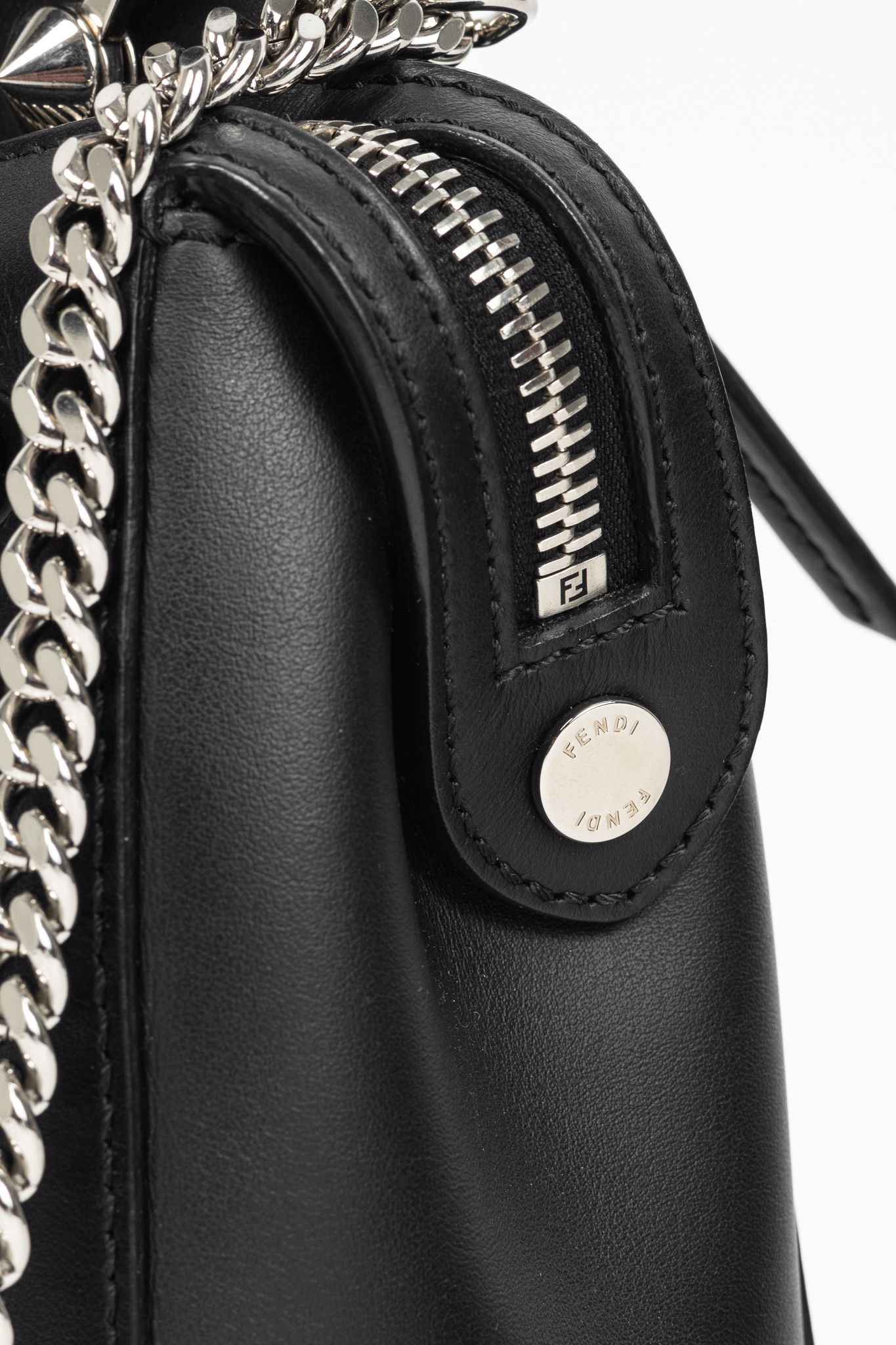 Fendi Fendi Dotcom Whipstitch Black Leather Satchel Size ONE SIZE - 9 Thumbnail
