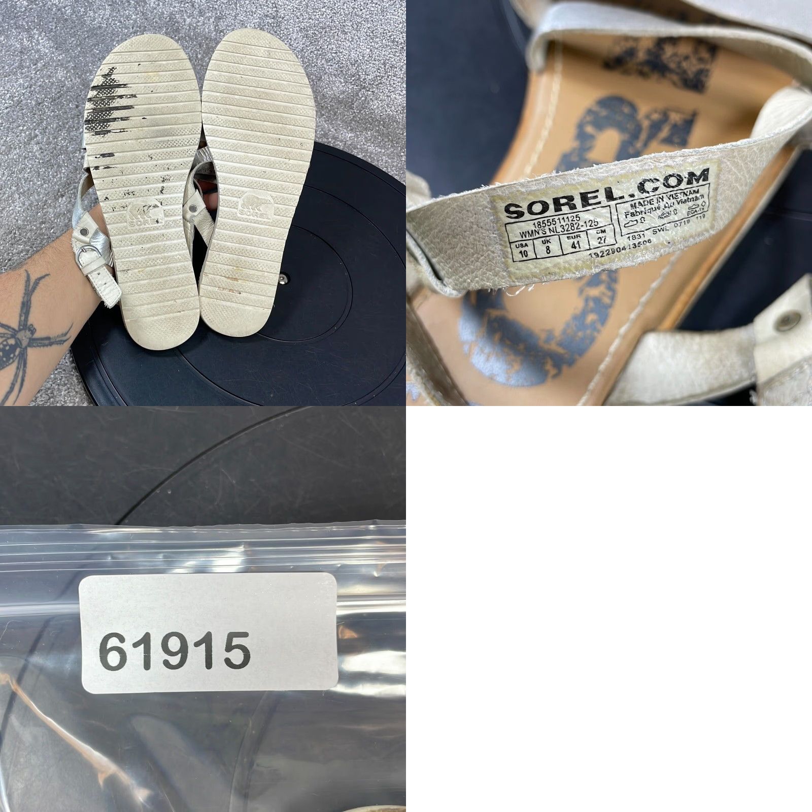 SOREL Ella Sandals Womens Size 10 Extra Large XL Silver Beige Leather Size US 8 / IT 38 - 8 Thumbnail