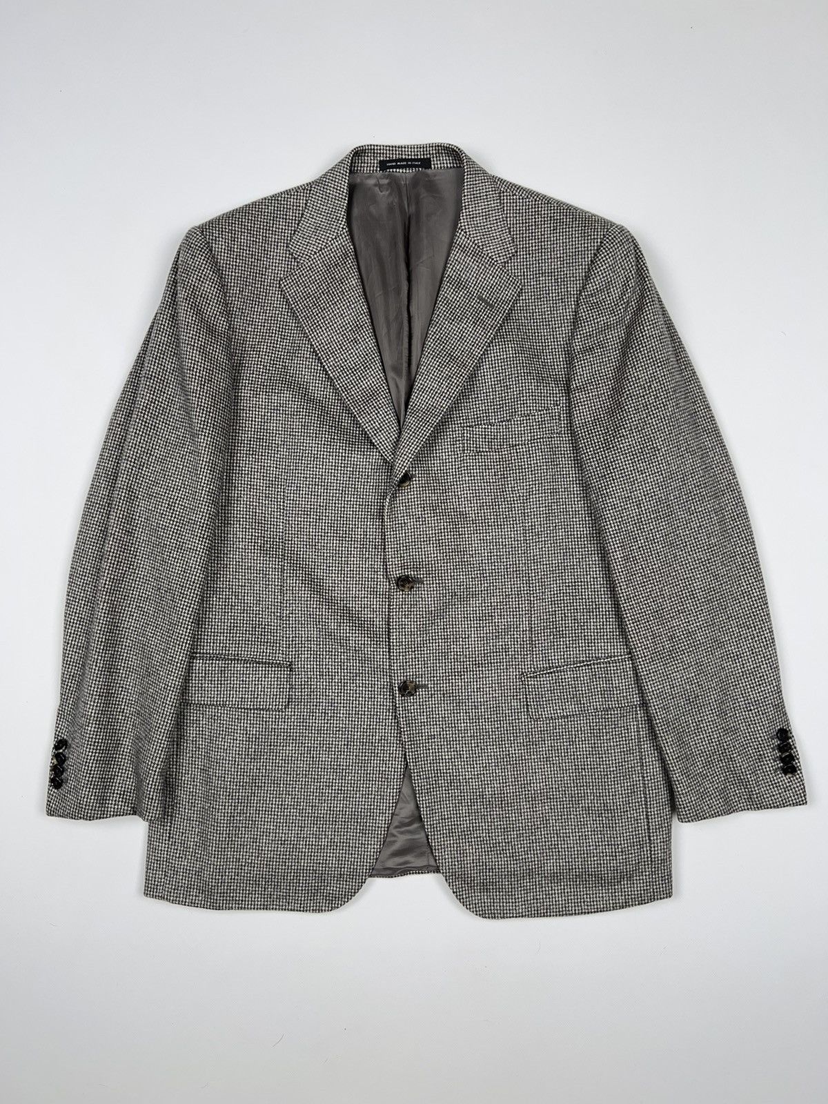 Caruso Raffaele Caruso Cashmere Blazer Jacket houndstooth Gray Size 44R - 2 Thumbnail