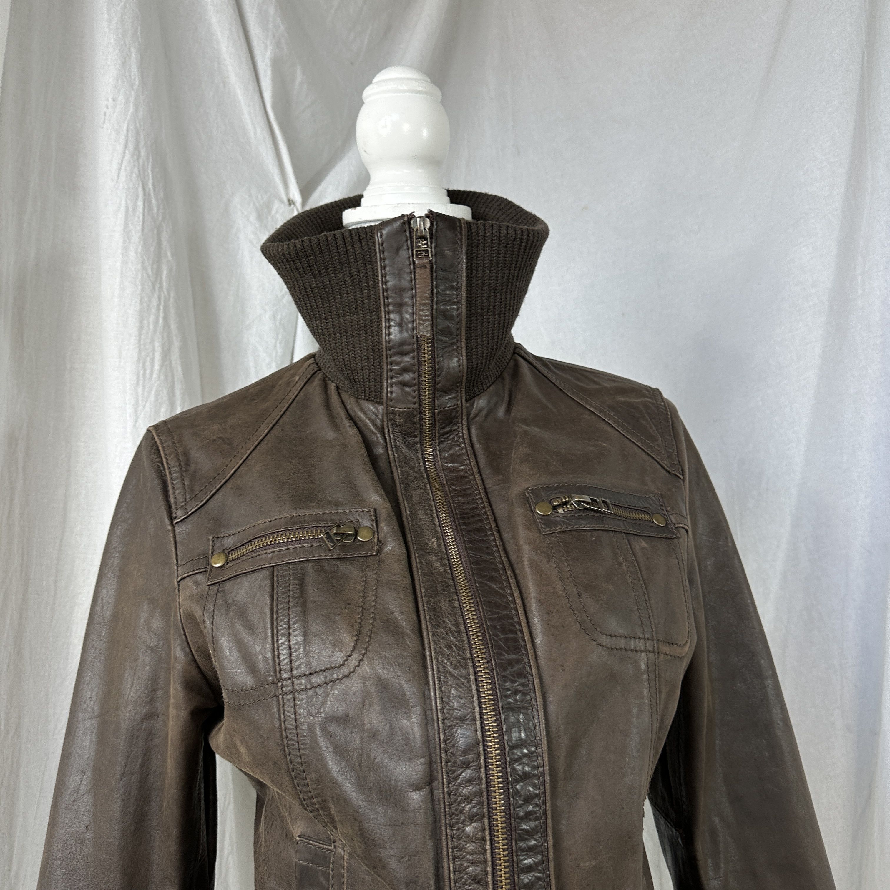 Vintage Vintage Mocha Brown Moto Biker Leather Jacket 00s Size US M / EU 48-50 / 2 - 8 Thumbnail