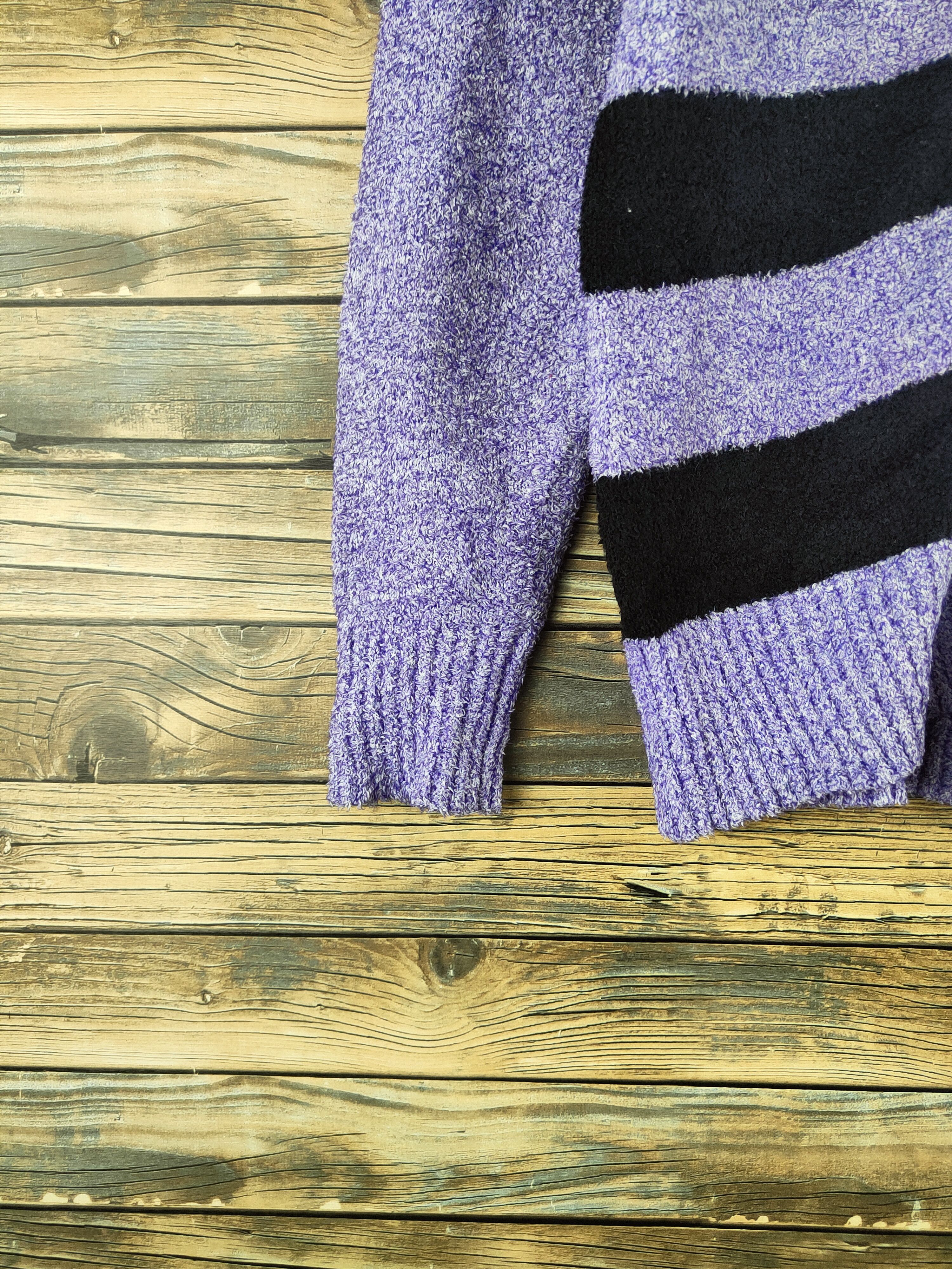 Japanese Brand DL Blue Cross Purple Black Knitwear Cardigan #46-910 Size L / US 10 / IT 46 - 5 Thumbnail