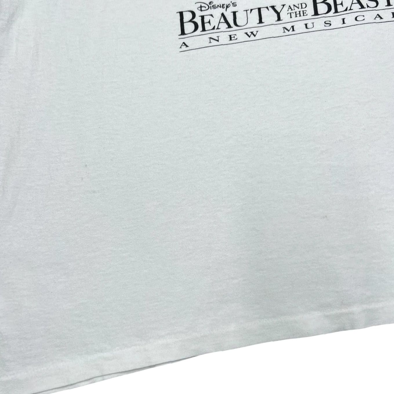 Disney VINTAGE Disney Beauty And The Beast “A New Musical” Single Stitch T-Shirt XL Men White Printable Graphic souvenir 90s 00s Shirts Womens Size US XL / EU 56 / 4 - 5 Thumbnail