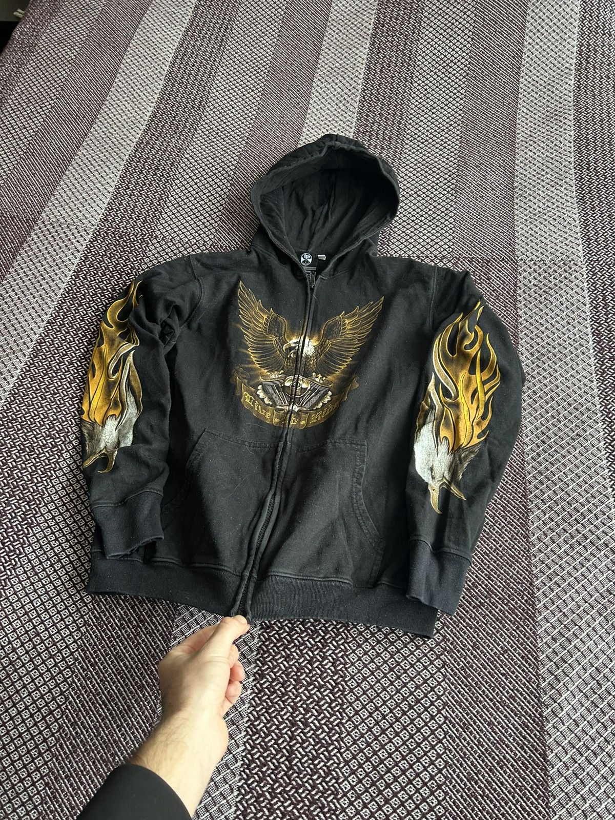 Japanese Brand Vintage Flame Eagle Print Streetwear Zip Hoodie Y2K Size S Size US S / EU 44-46 / 1 - 8 Thumbnail