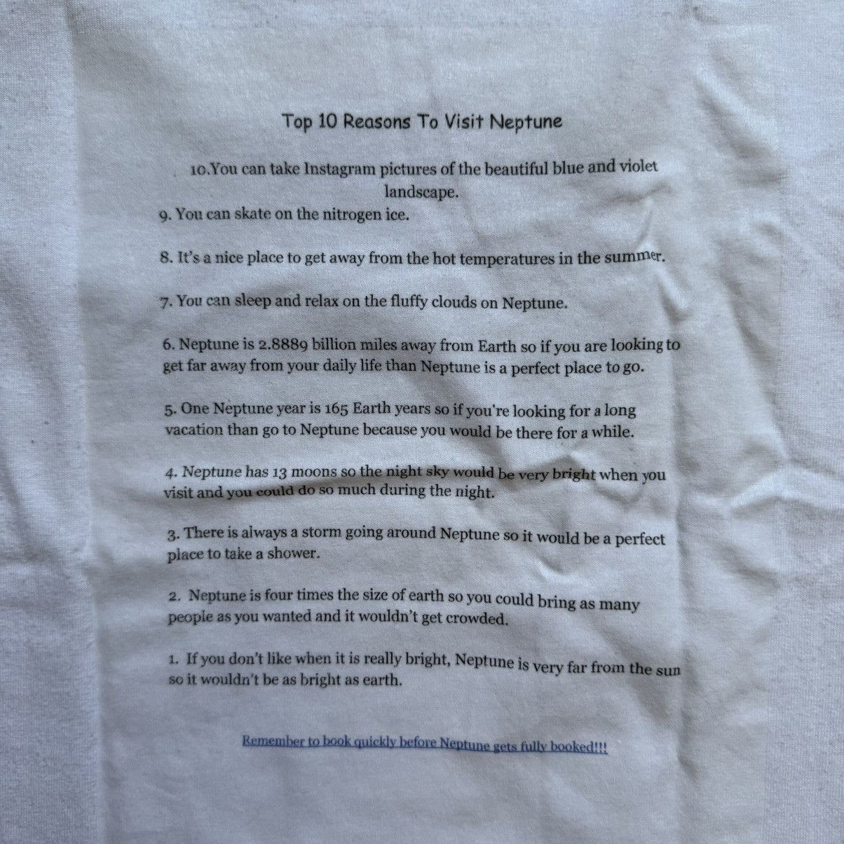 Broken Planet Top 10 Reasons To Visit Neptune T-Shirt Size US S / EU 44-46 / 1 - 6 Thumbnail