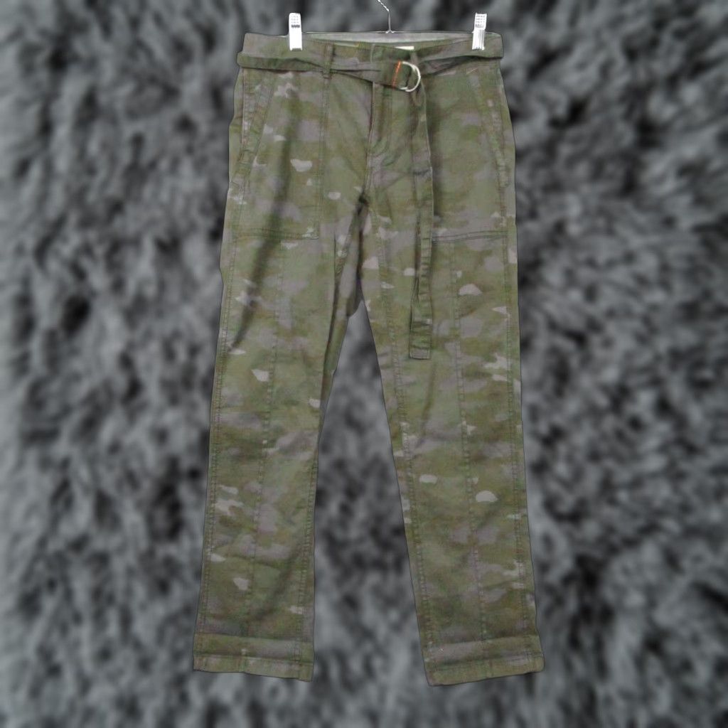 Anthropologie VINTAGE The Wanderer By Anthropologie Women 26 Green Camo Linen Blend Cargo Pants Size 26" / US 2 / IT 38 - 1 Thumbnail