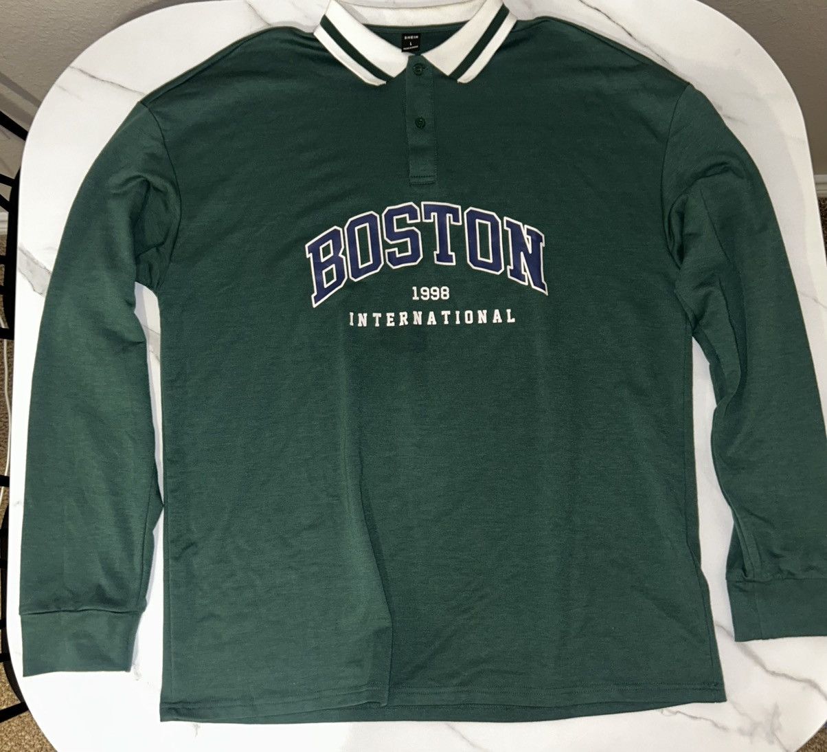 Shein Green Boston Shirt Size US L / EU 52-54 / 3 - 2 Thumbnail