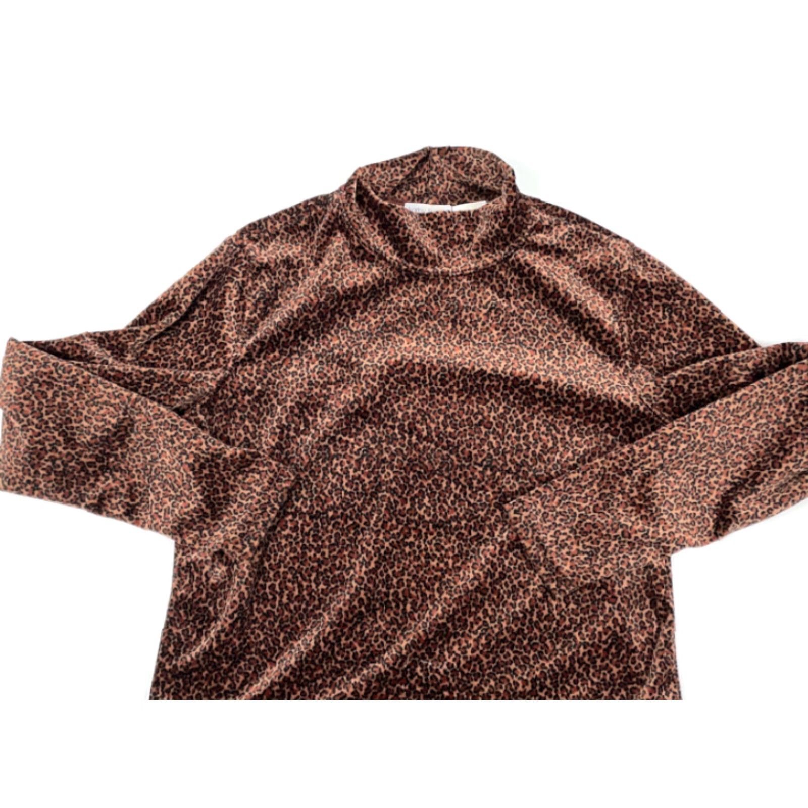 Velour VTG Leopard Print Velour High Neck Top Womens Large Retro Hipster Rock Punk Blouse Sweatshirt? Size L / US 10 / IT 46 - 3 Thumbnail