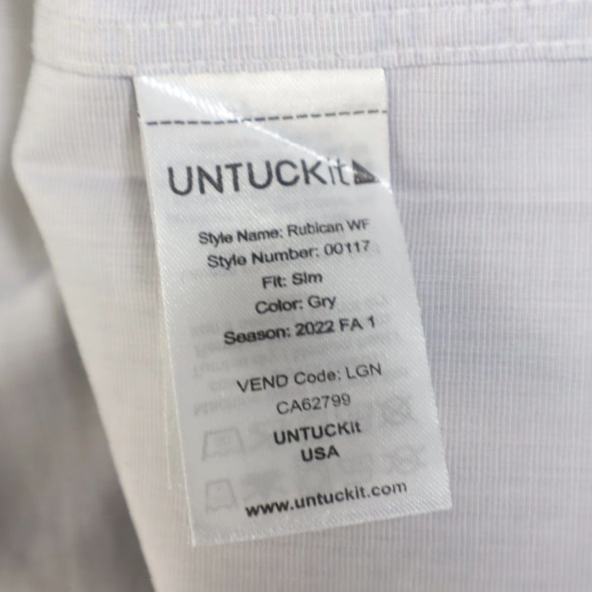 UNTUCKit VINTAGE Untuckit Rubican WF Slim Cotton Solid Button Up Shirt Gray Men's 2XL Size US XXL / EU 58 / 5 - 6 Thumbnail