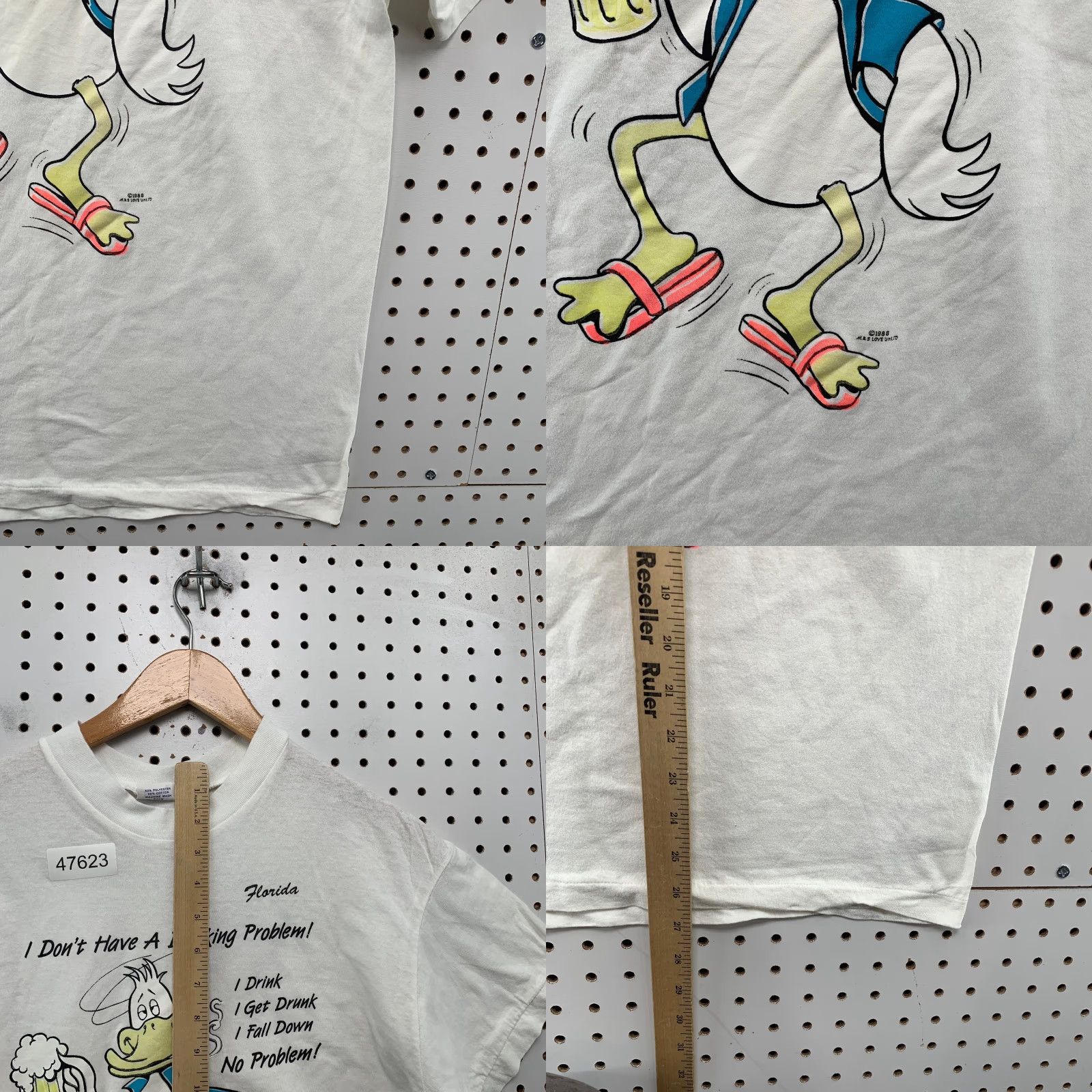 Vintage Vintage Funny Beer Duck T Shirt Mens L White Drinking Problem Single Stitch Size US L / EU 52-54 / 3 - 8 Thumbnail