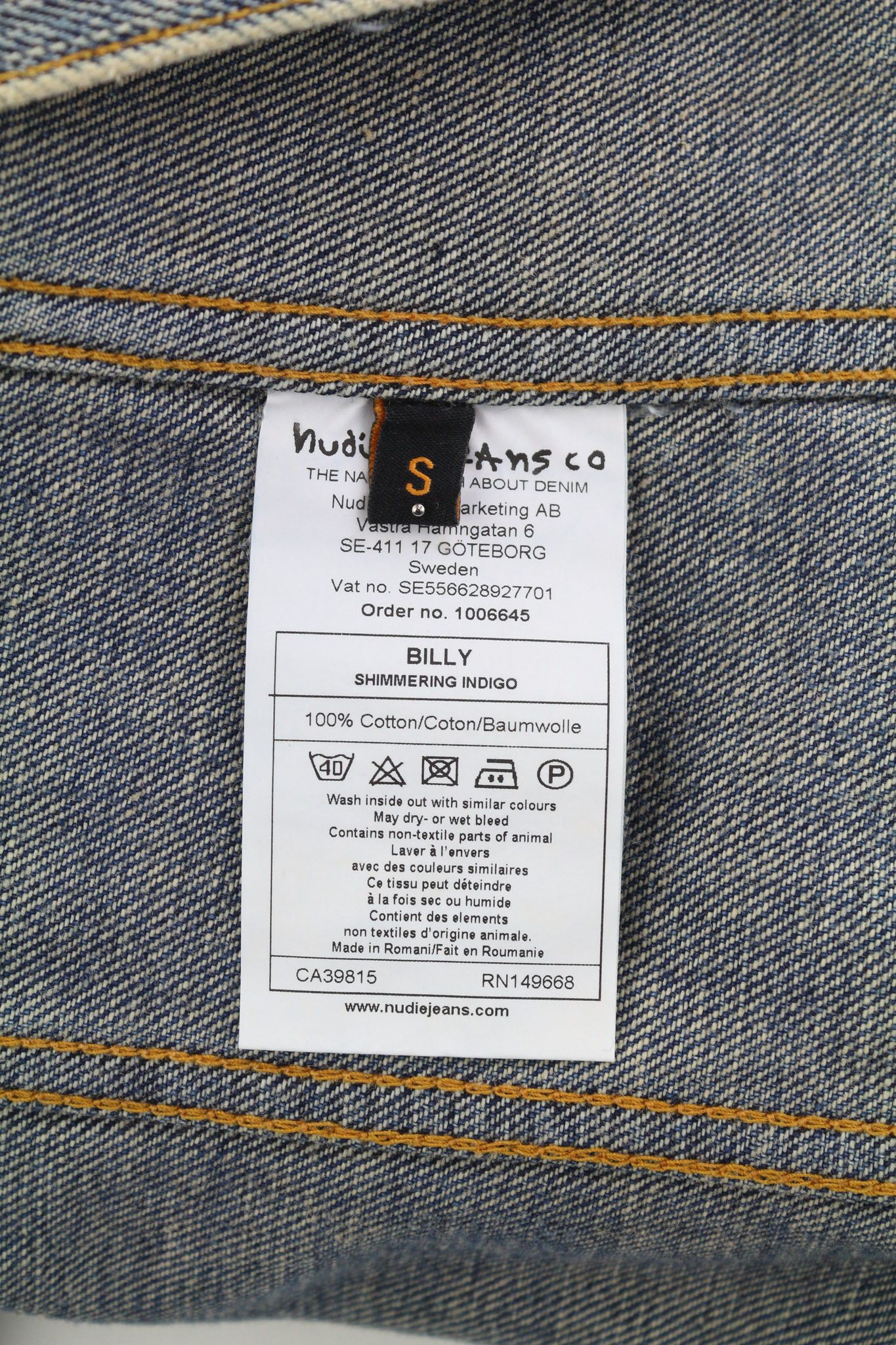 Nudie Jeans BILLY S Shimmering Indigo Ripped Polo Logo Jacket 82487 Size US S / EU 44-46 / 1 - 6 Thumbnail