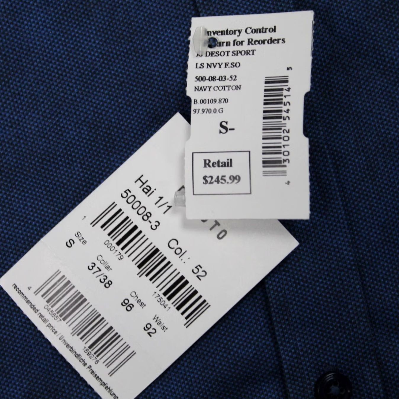 Vintage Desoto Blue Cotton Long Sleeve Button-Up Shirt Mens Small NWT Size US S / EU 44-46 / 1 - 3 Thumbnail