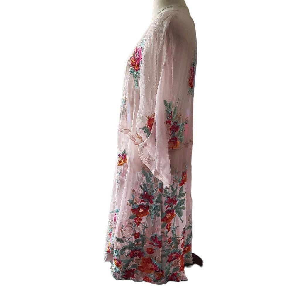 Designer CT1089a Soft Surroundings Pink Sheer Embroidered Cover up L Size L / US 10 / IT 46 - 7 Thumbnail