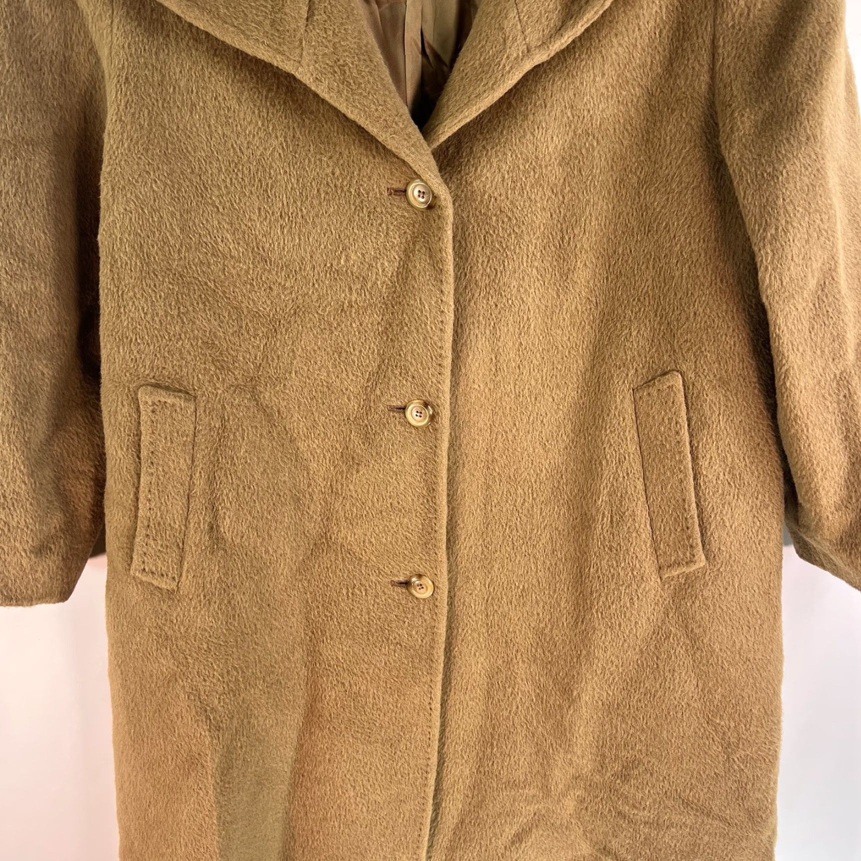 Bill Blass VINTAGE Bill Blass Llama Wool Overcoat Womens Size 12 Camel Tan Long Sleeve Classic 90s Size XL / US 12-14 / IT 48-50 - 3 Thumbnail