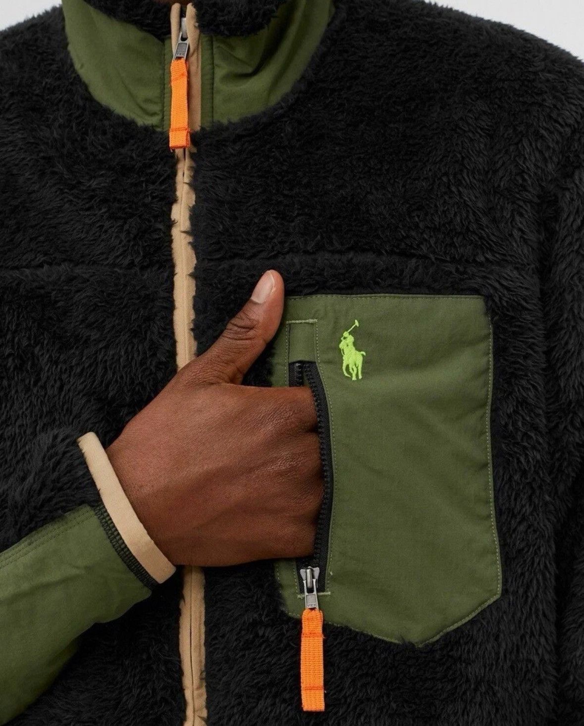 Polo Ralph Lauren Polo Ralph Lauren Curl Sherpa Pile Olive Green Fleece Jacket Size US XXL / EU 58 / 5 - 4 Thumbnail