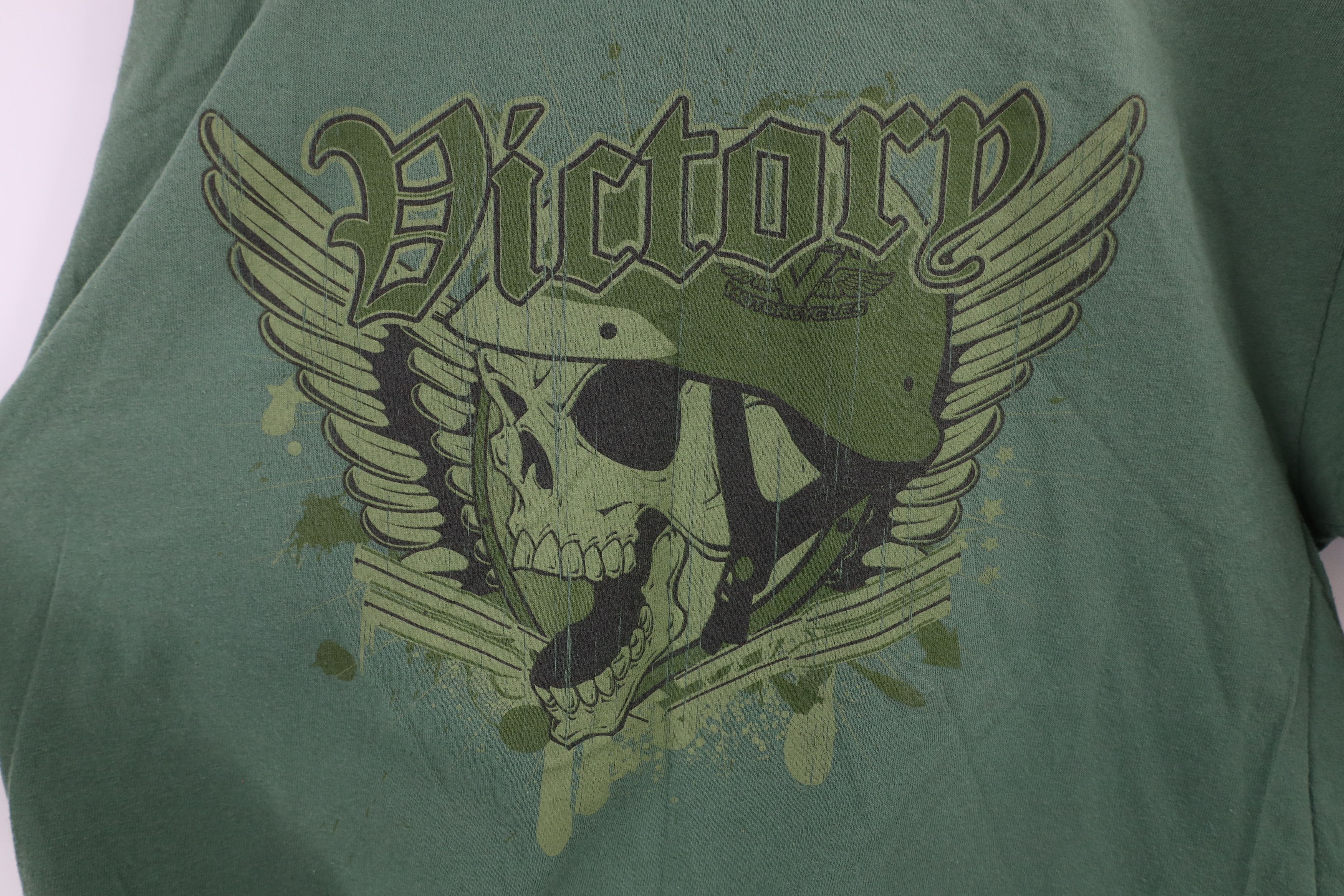 Vintage Vintage Spell Out Victory Motorcycles Skull Skeleton T-Shirt Size US L / EU 52-54 / 3 - 7 Thumbnail