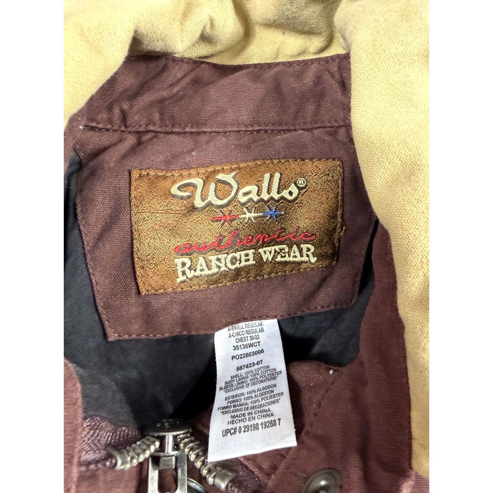 Walls VINTAGE Walls Chore Jacket West/Cotton Workwear XS Brown Jacket Mens Regular Overcoat Zip/Snap Pockets Size US XS / EU 42 / 0 - 2 Thumbnail