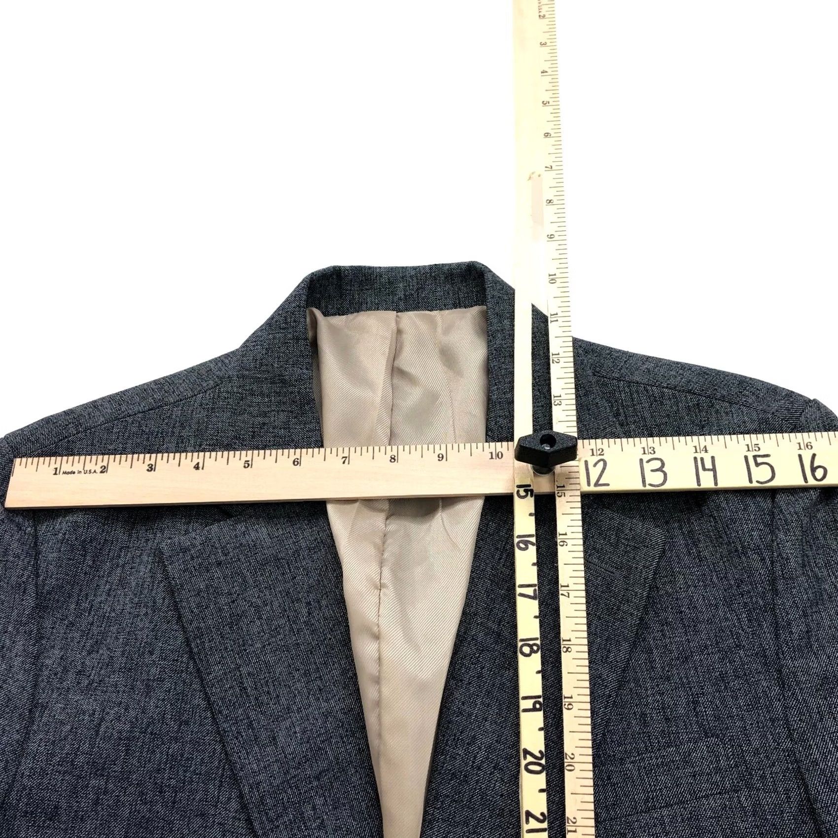 Vintage VINTAGE? Saint New York Gray Cotton Blend Two-Button Blazer Sport Coat Jacket Men 50 Regular Notch Lapel, Double-Vented, Dry Clean Only Size 50R - 5 Thumbnail