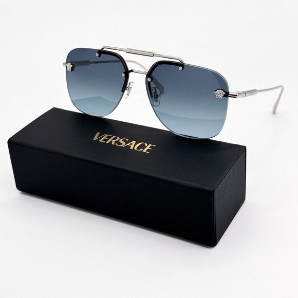 Versace NEW VERSACE SUNGLASSES VE2296 1000/V1 SILVER UNISEX EYEWEAR Size ONE SIZE - 2 Thumbnail