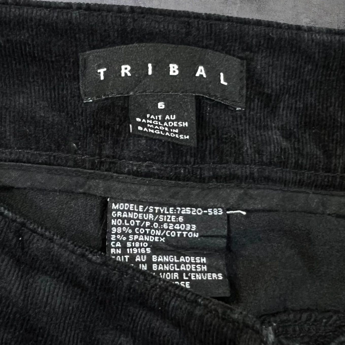 Vintage Tribal Classic Slim Fit Black Corduroy Cord Trousers Women UK 6 32W Jeans Size 28" / US 6 / IT 42 - 5 Thumbnail
