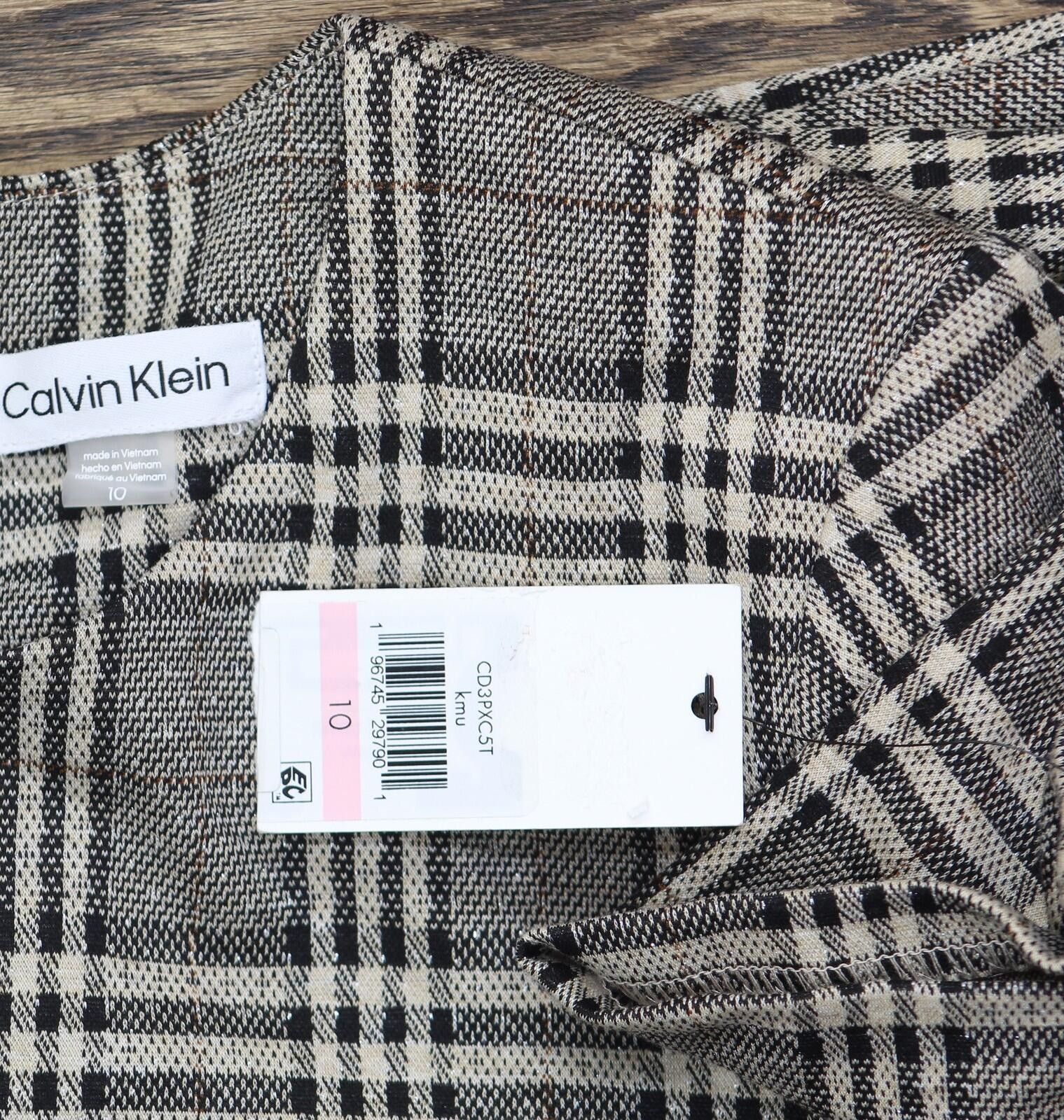 Calvin Klein Nwt Calvin Klein Sheath Dress Cd3pxc5t Khaki Multi 10 Size L / US 10 / IT 46 - 4 Thumbnail