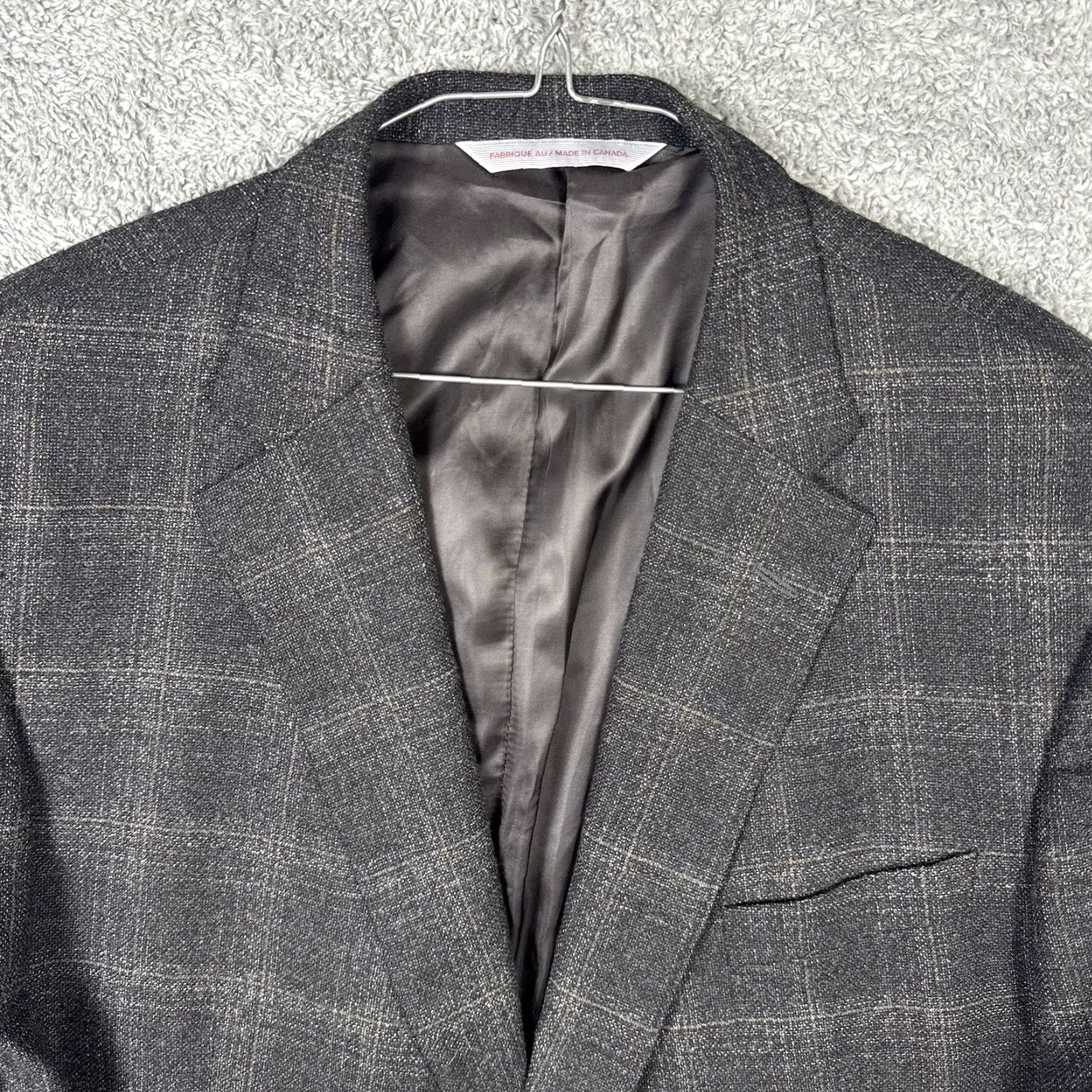 Vintage Samuelsohn Blazer Men 46R Wool Tweed Notch Lapel Single-Breasted Two-Button Black 1923 SB Garner Italy Vintage/Business/Formal Jacket Coat Medium? Size 46R - 2 Thumbnail