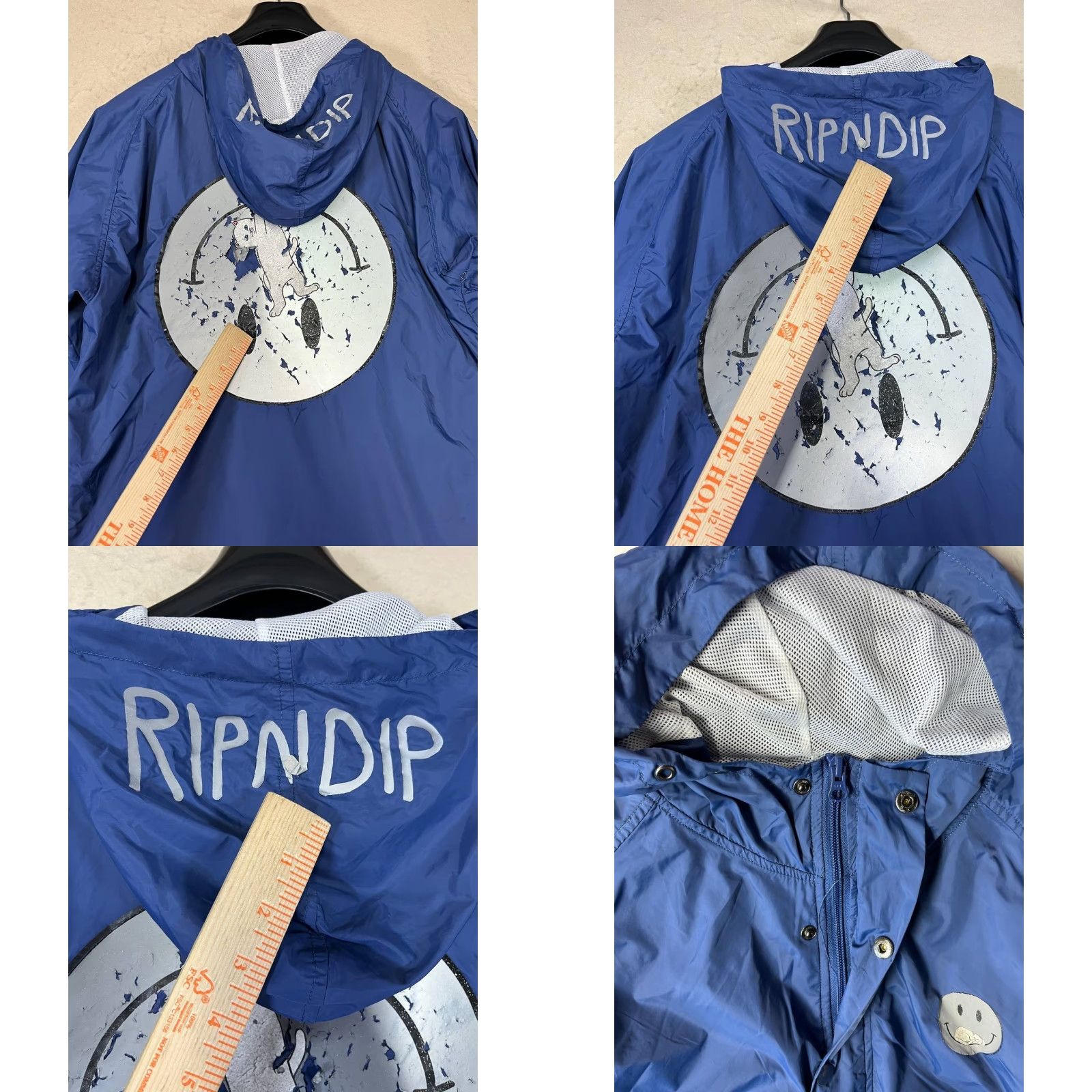 RIPNDIP RIPNDIP Mens Windbreaker Hooded Pullover Jacket Smiley Face Cat Size L See Pics Size US L / EU 52-54 / 3 - 8 Thumbnail