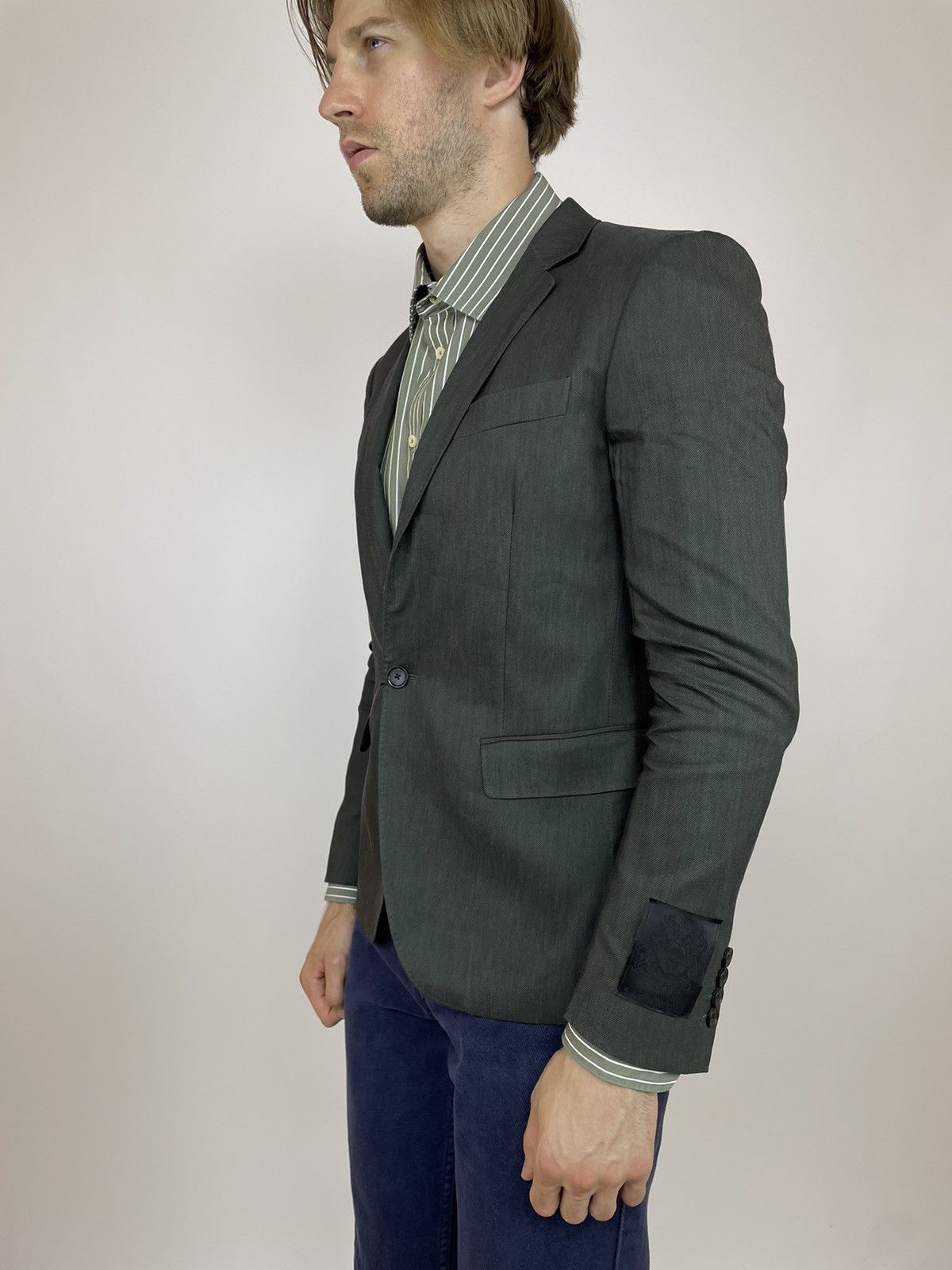 John Richmond JOHN RICHMOND LINEN BLAZER One Button Mens size 48 Size 48R - 7 Thumbnail