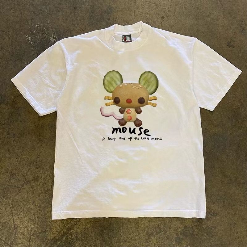 Japanese Brand × Vintage White casual retro fun mouse print t-shirt Size US M / EU 48-50 / 2 - 1 Thumbnail