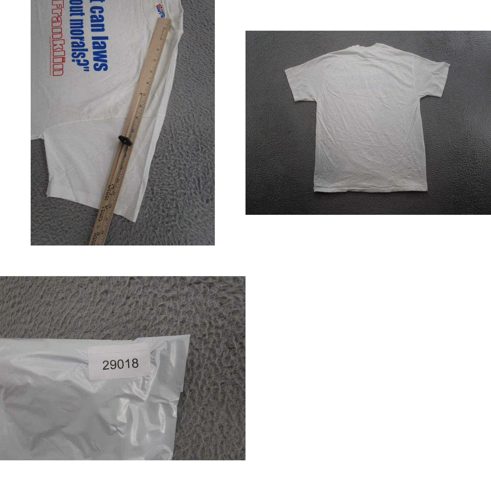 Hanes VINTAGE Ben Franklin President Morals Laws Single Stitch Shirt Men L White Nike Size US L / EU 52-54 / 3 - 8 Thumbnail