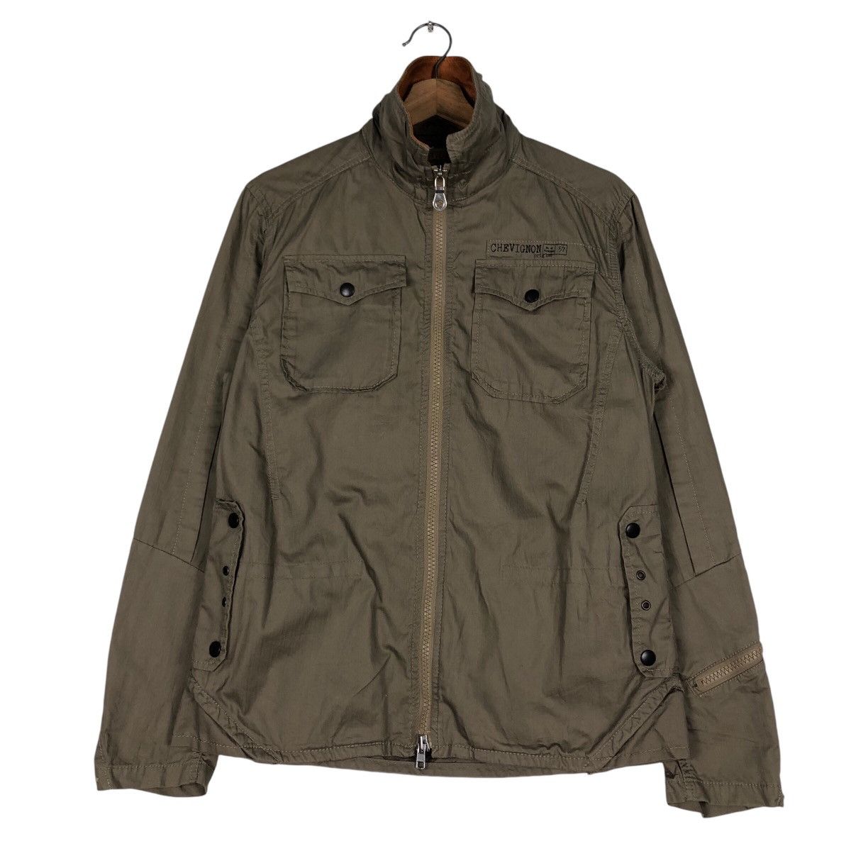Chevignon 📌Vintage Biker Jacket Chevignon Leather Collar Rare Design Size US M / EU 48-50 / 2 - 2 Thumbnail