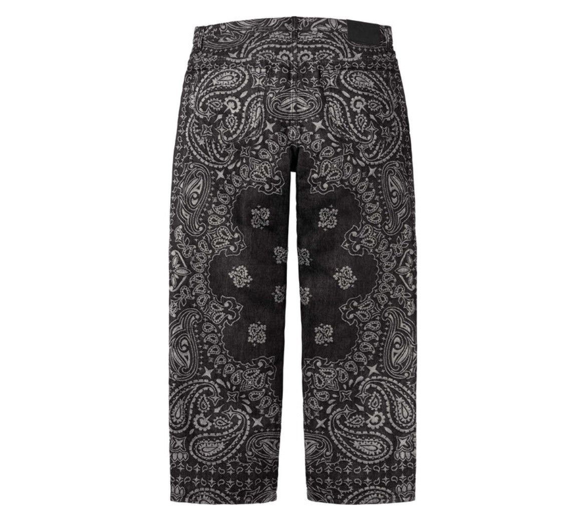 Supreme × Vintage Supreme Black Bandana Jacquard Baggy Jean Size US 32 / EU 48 - 2 Thumbnail