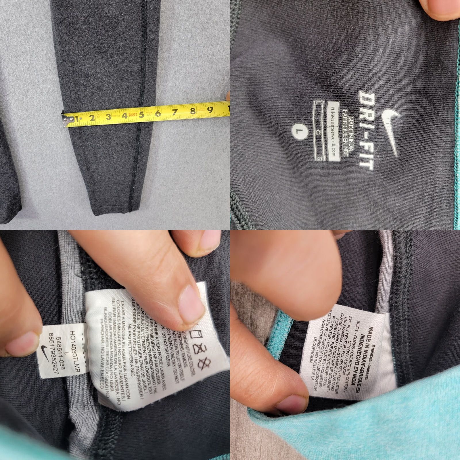 Nike Nike Dri Fit womens Large Leggings Yoga Pants Stretchy gym workout Size 36" / US 14 / IT 50 - 8 Thumbnail