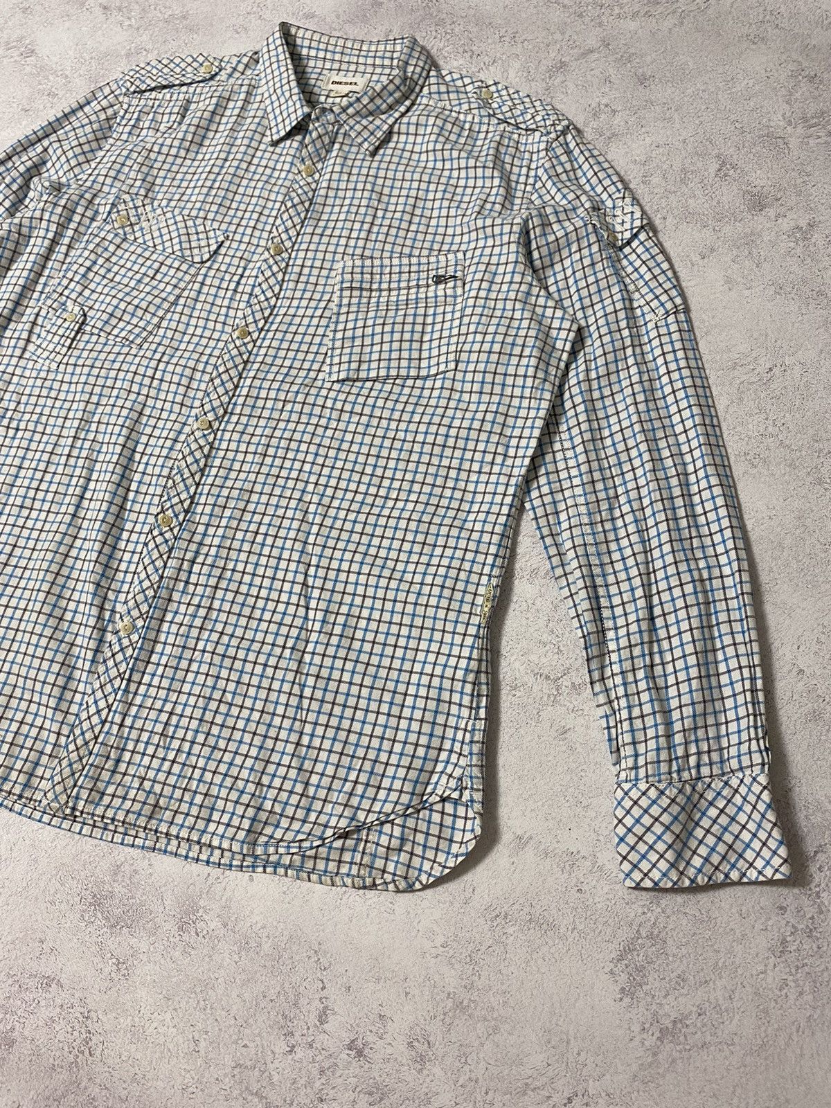 Diesel Vintage Diesel Button Up Check Shirt Zip Pocket Size XL Size US XL / EU 56 / 4 - 2 Thumbnail