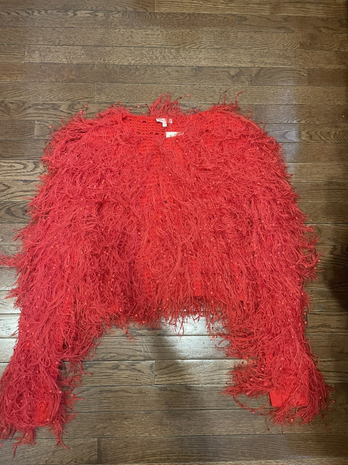 Other Love Sense red fuzzy cropped sweater Size S / US 4 / IT 40 - 1 Thumbnail