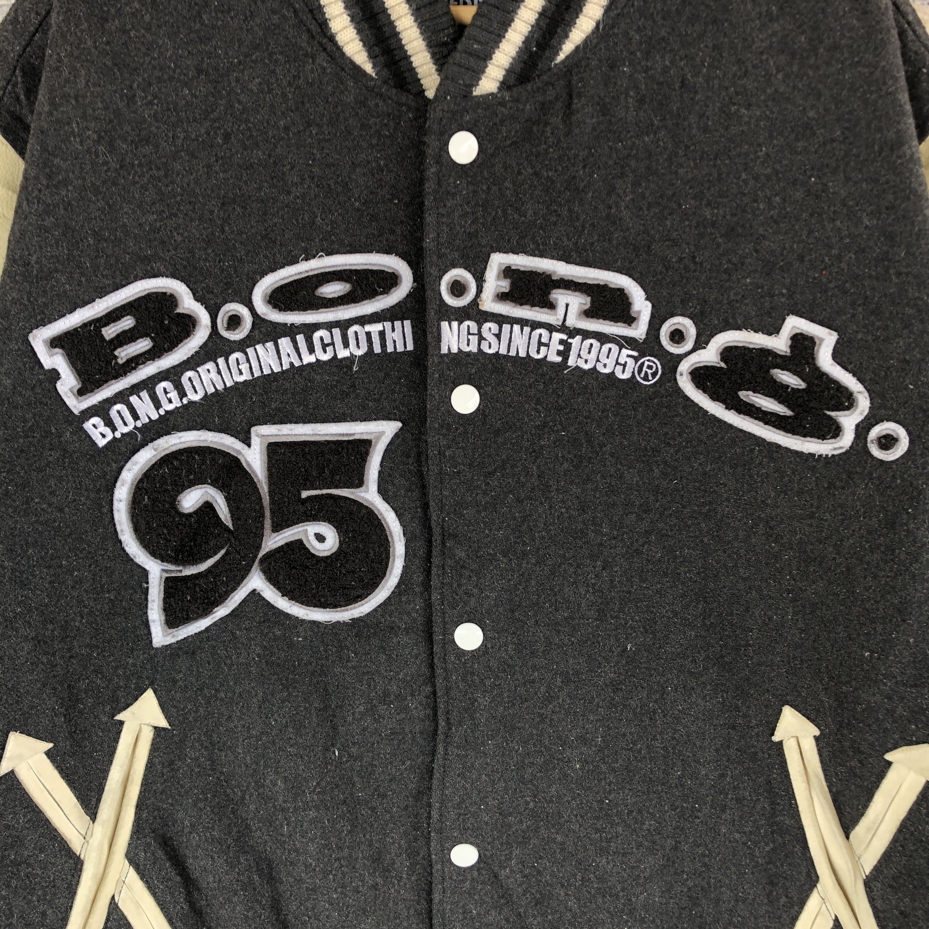 Vintage BONG Varsity Jacket Letterman Leather Wool Jacket Size US L / EU 52-54 / 3 - 5 Thumbnail