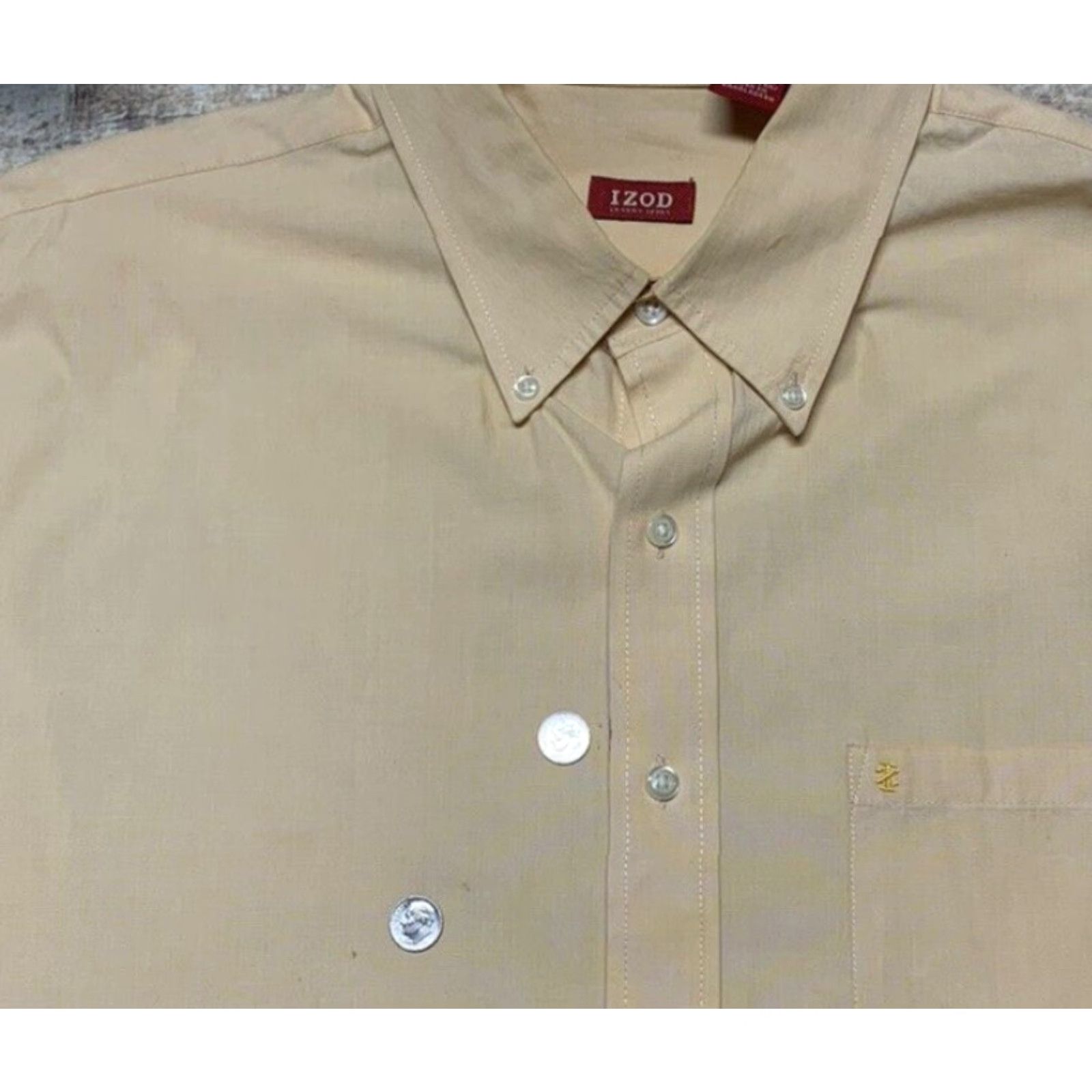 Izod IZOD Shirt Mens Yellow Gold XL Long Sleeve Button-Up Casual Plaid Logo Pocket - Regular Fit Size US XL / EU 56 / 4 - 4 Thumbnail