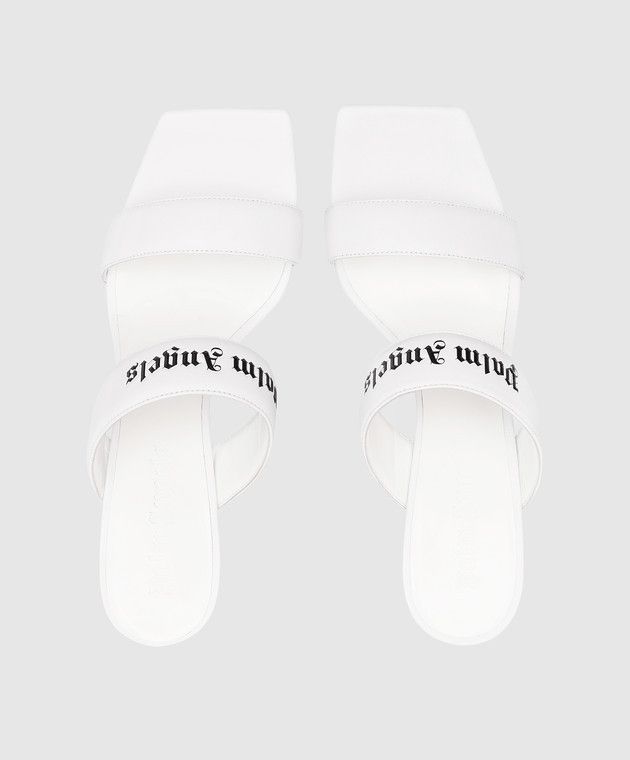 Palm Angels o1y1125 Logo Mules in White Size US 8 / IT 38 - 4 Thumbnail