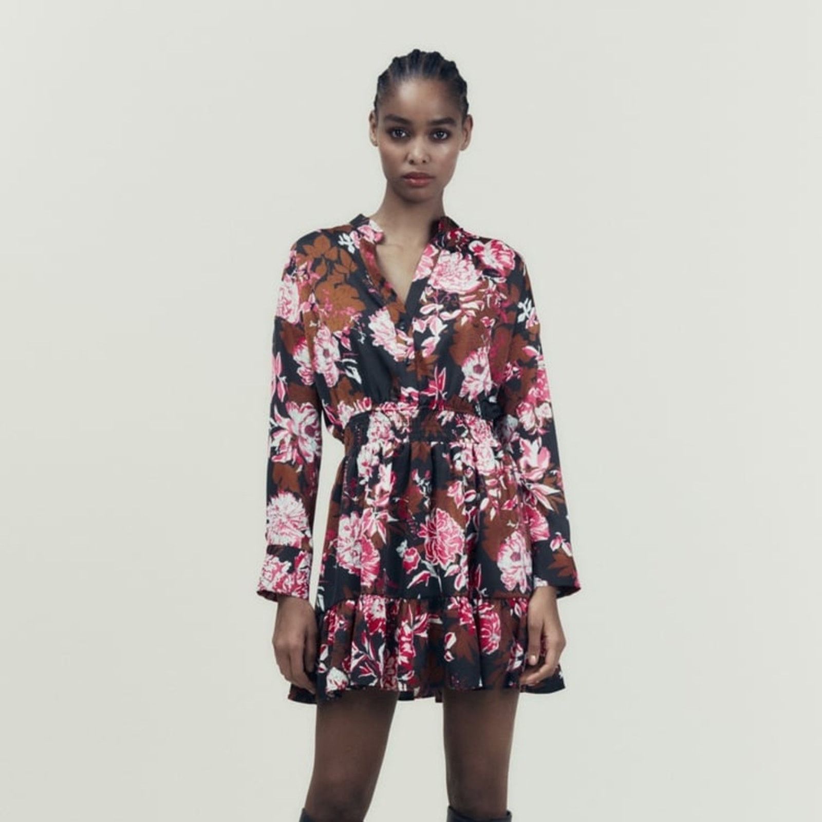 Zara ZARA PRINTED MINI DRESS MULTICOLORED Size L / US 10 / IT 46 - 6 Thumbnail